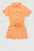 Girls Twill Tie Waist Belted Utility Romper sold by Rainbow