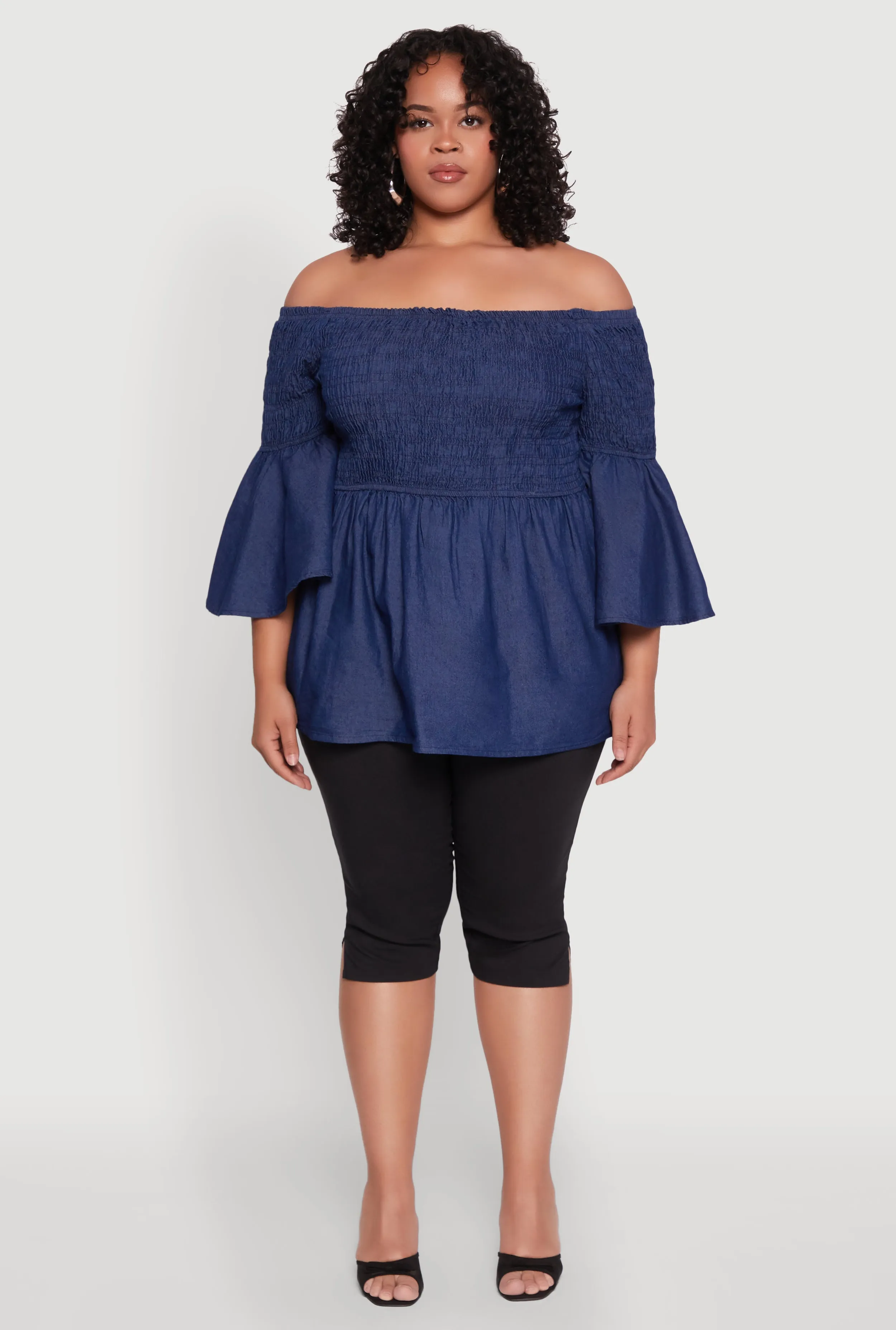 Plus Size Chambray Off The Shoulder Blouse sold by Rainbow product image thumbnail 3