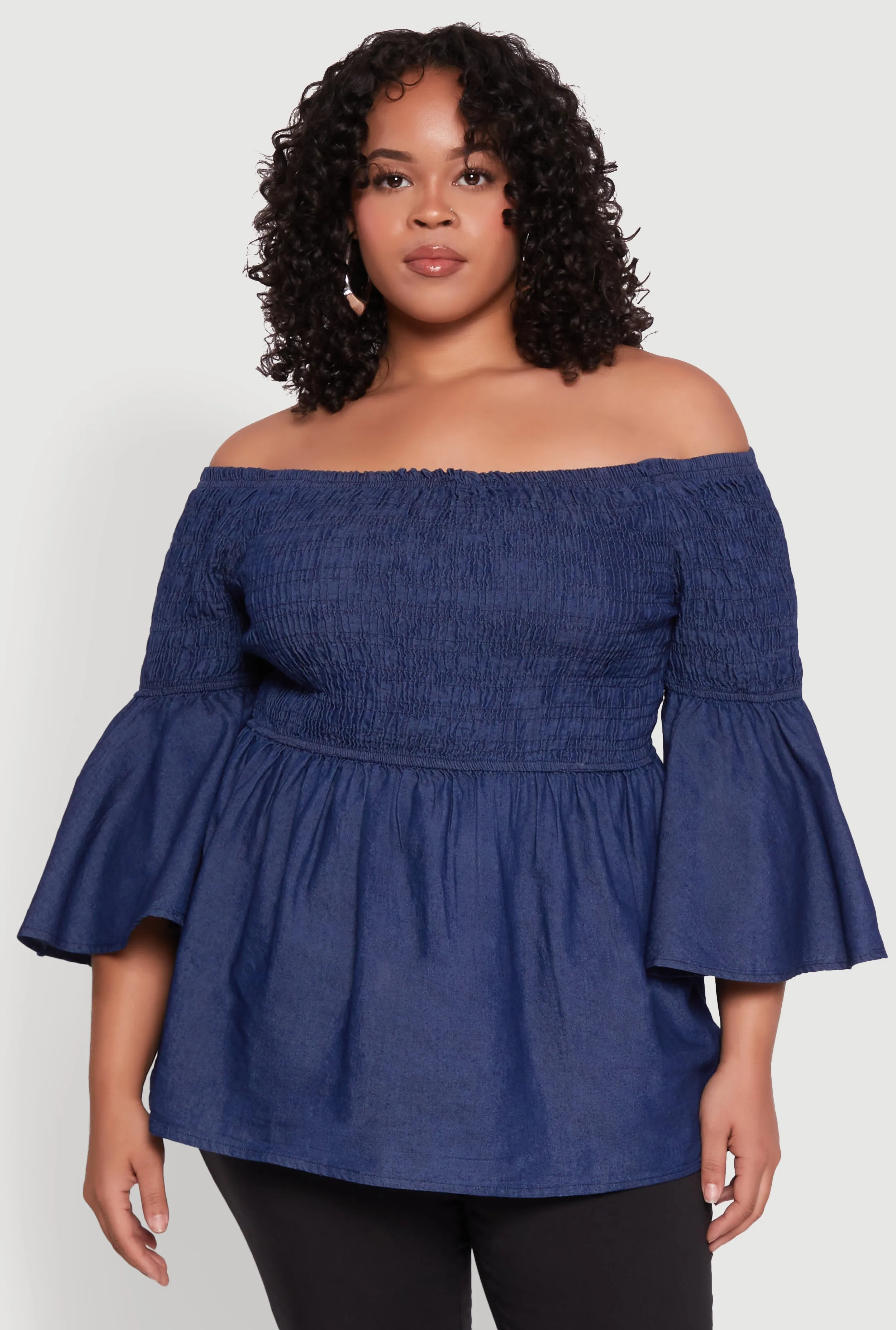 Plus Size Chambray Off The Shoulder Blouse sold by Rainbow product image thumbnail 2