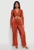 Plisse Tie Front Crop Top sold by Rainbow