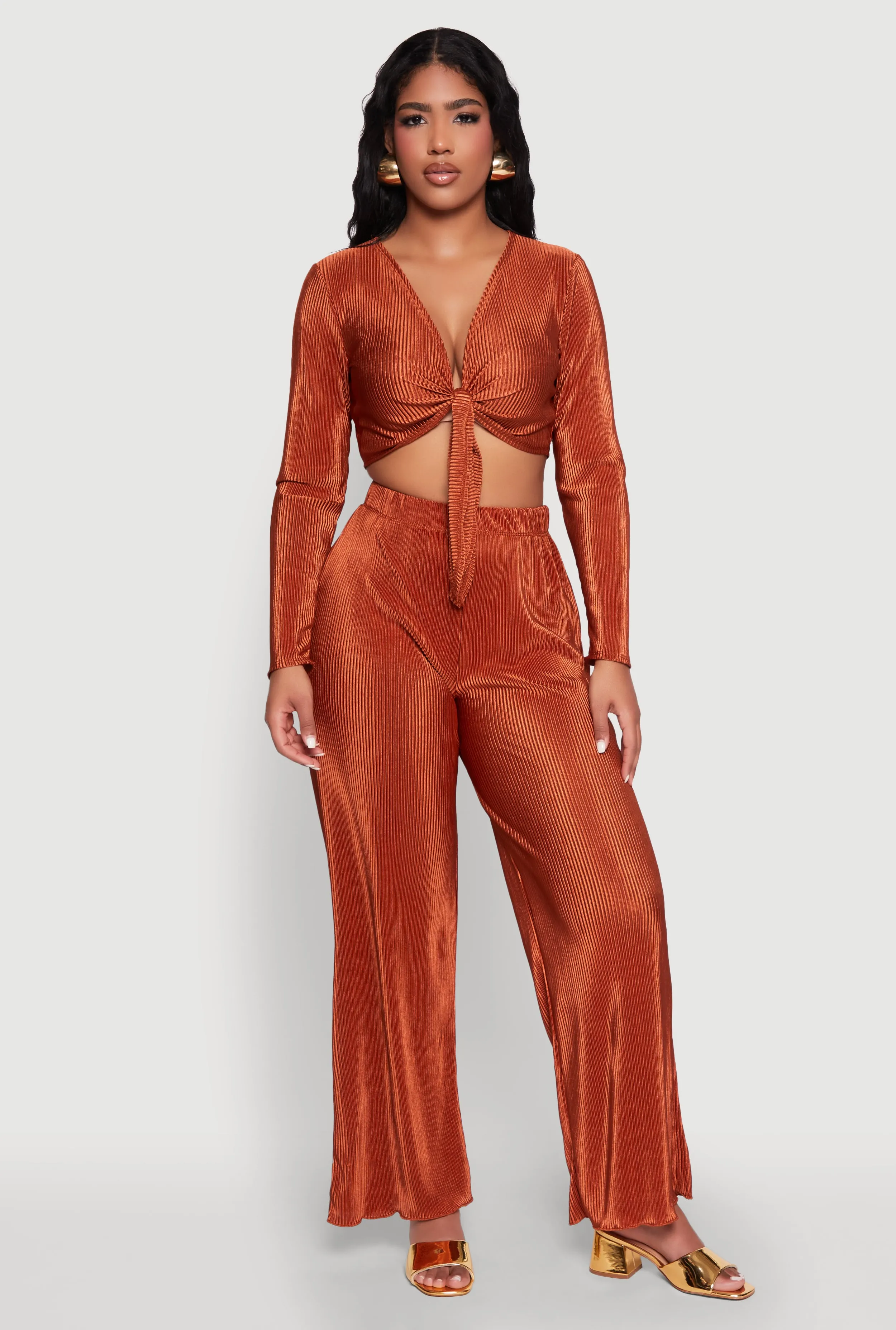 Plisse Tie Front Crop Top sold by Rainbow product image thumbnail 3