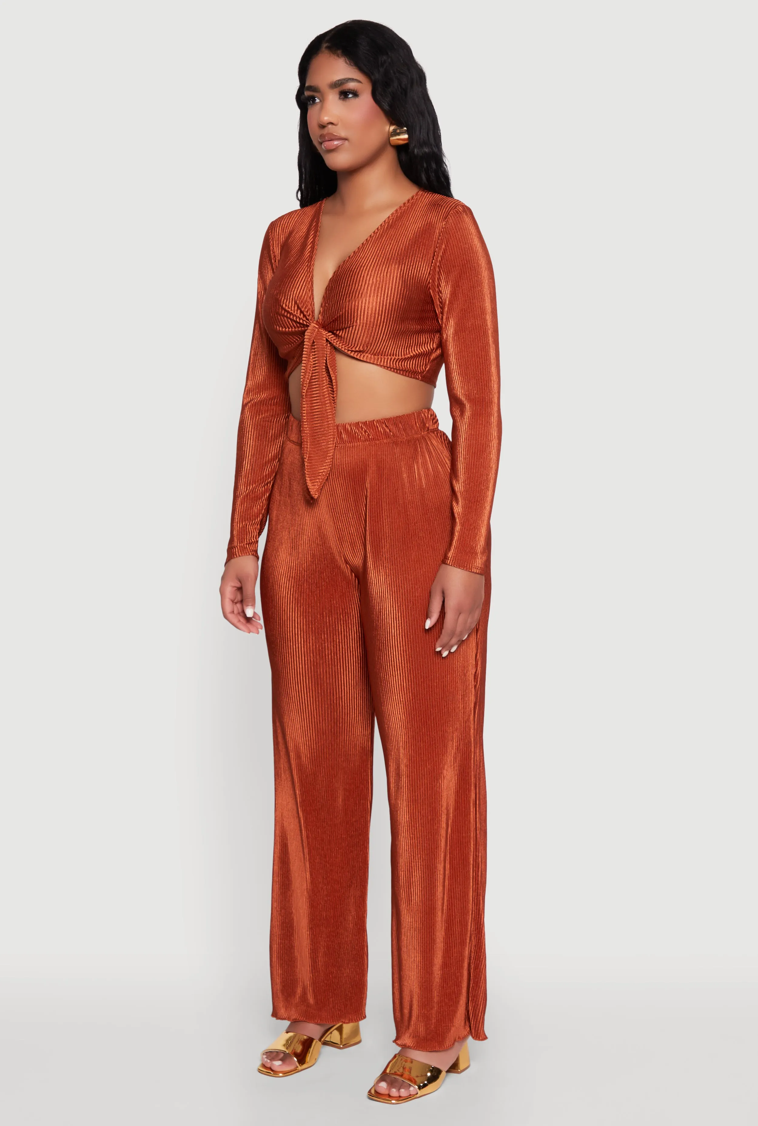 Plisse Tie Front Crop Top sold by Rainbow product image thumbnail 5