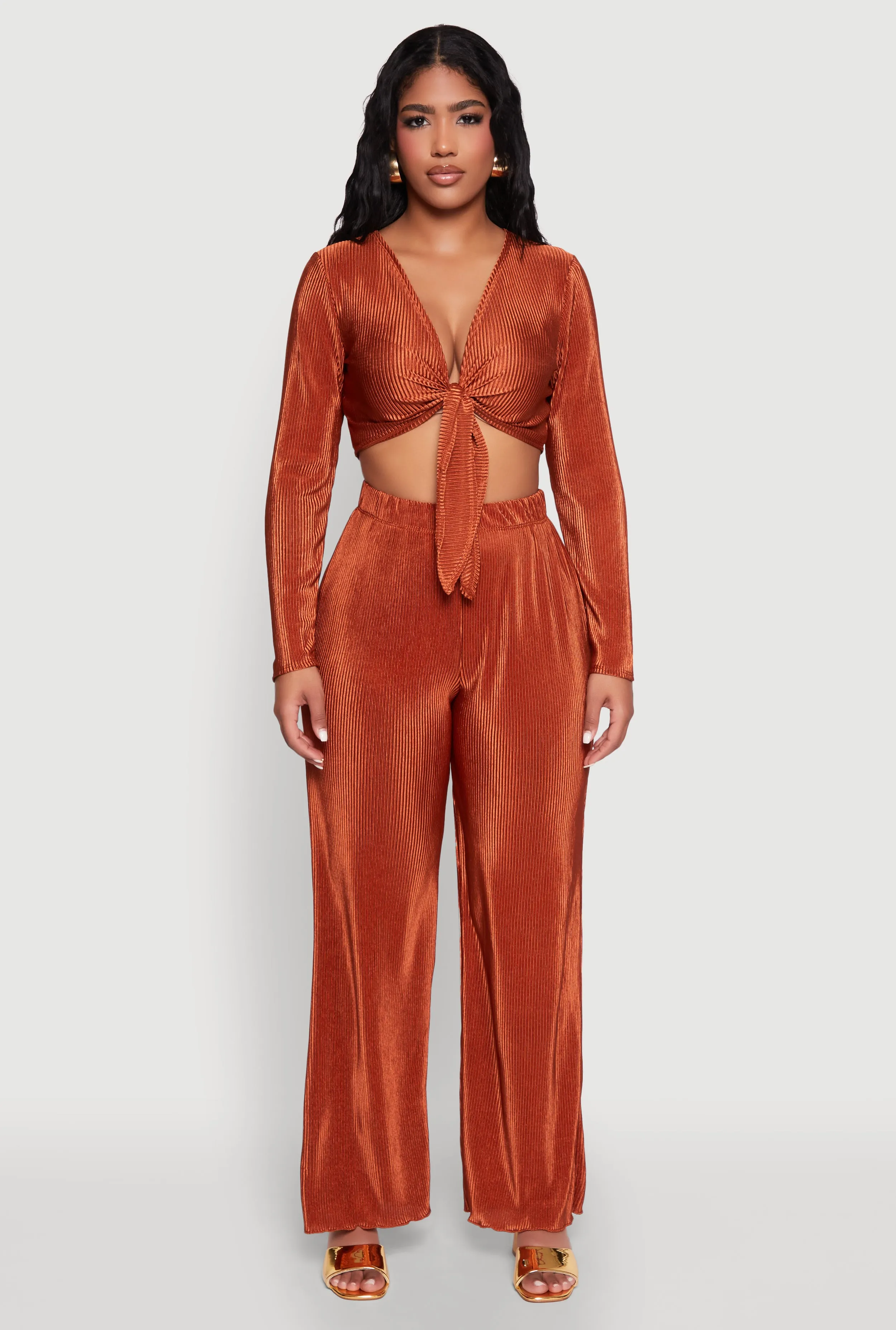 Plisse Tie Front Crop Top sold by Rainbow product image thumbnail 2