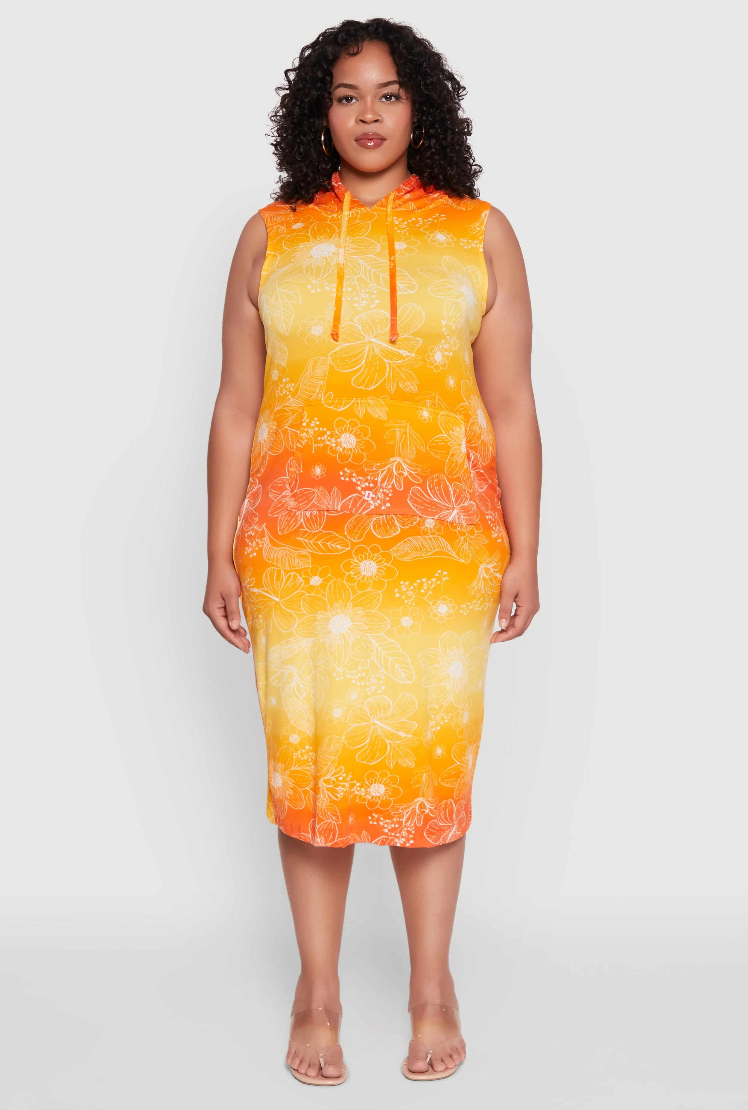 Plus Size Hooded Floral Print Tank Dress sold by Rainbow product image thumbnail 2
