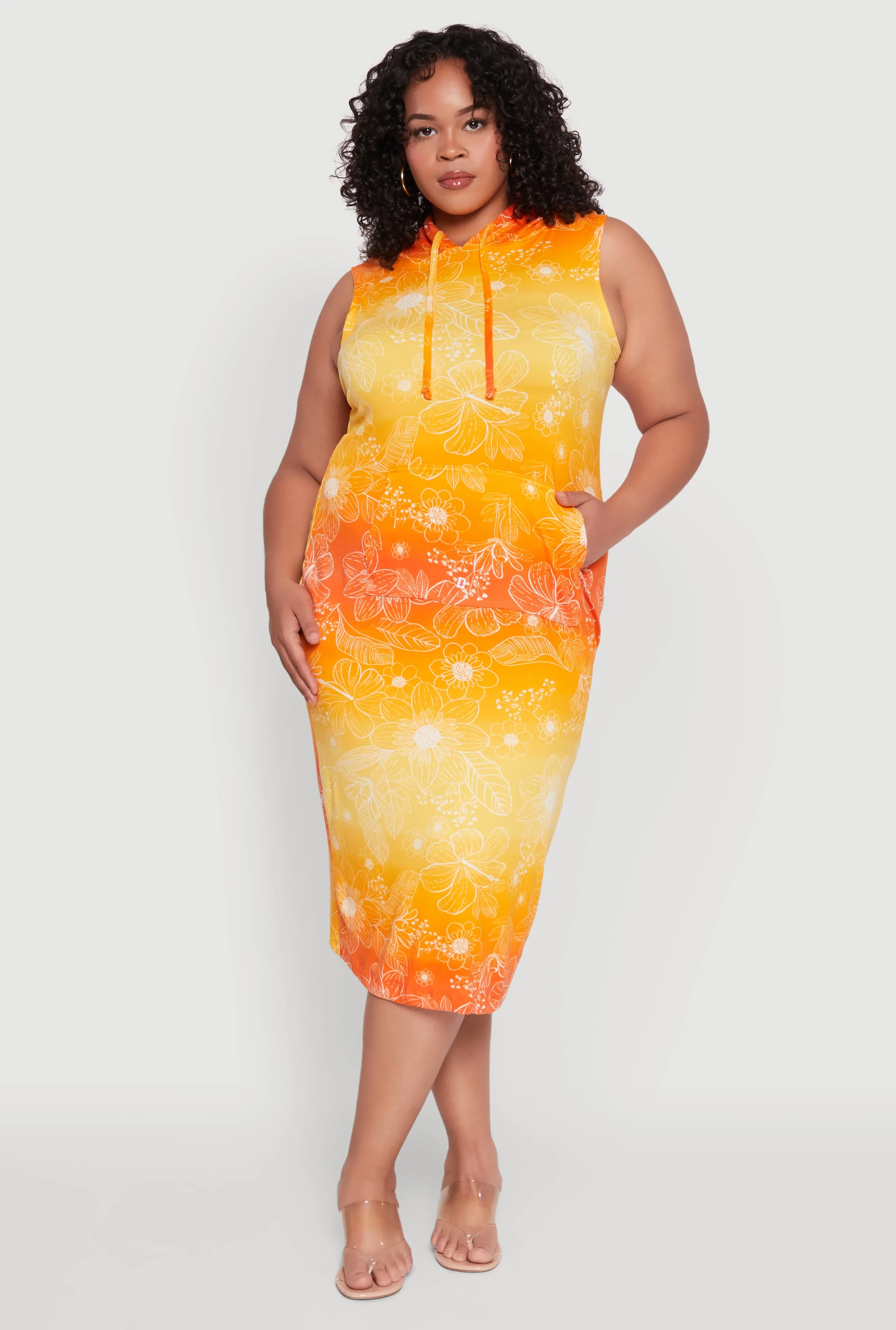 Plus Size Hooded Floral Print Tank Dress sold by Rainbow