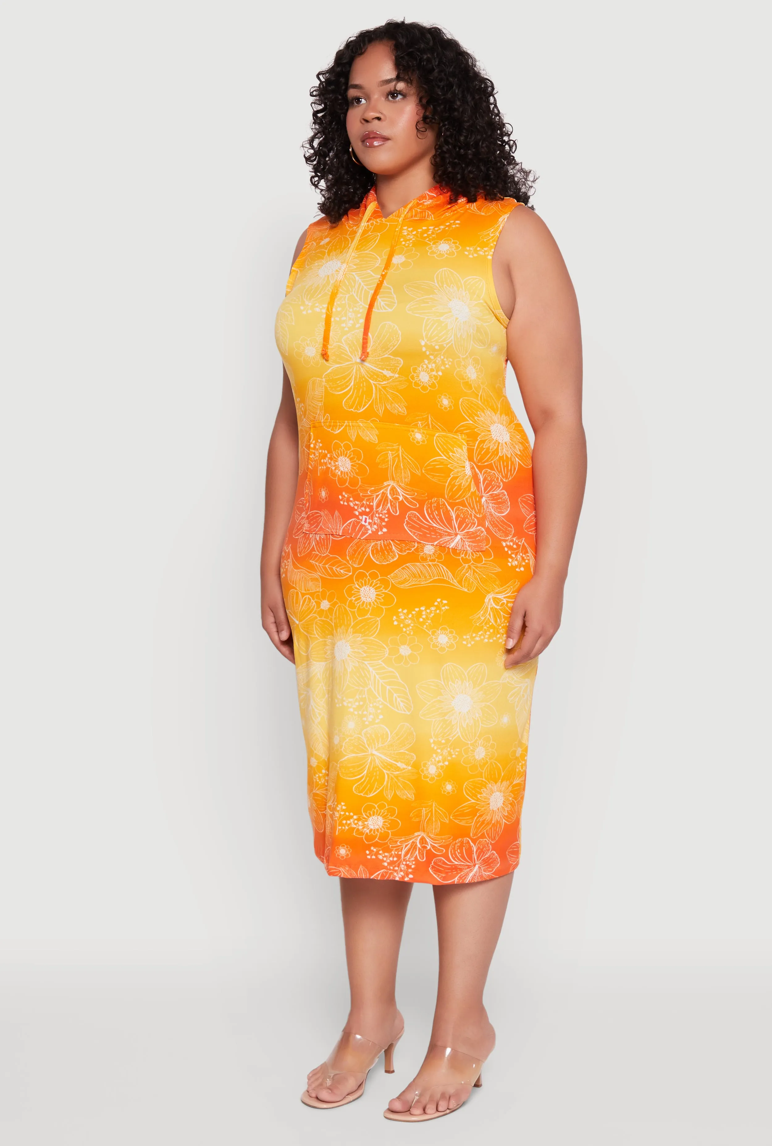 Plus Size Hooded Floral Print Tank Dress sold by Rainbow product image thumbnail 3