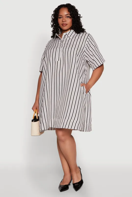 Plus Size Striped Short Sleeve Dress sold by Rainbow