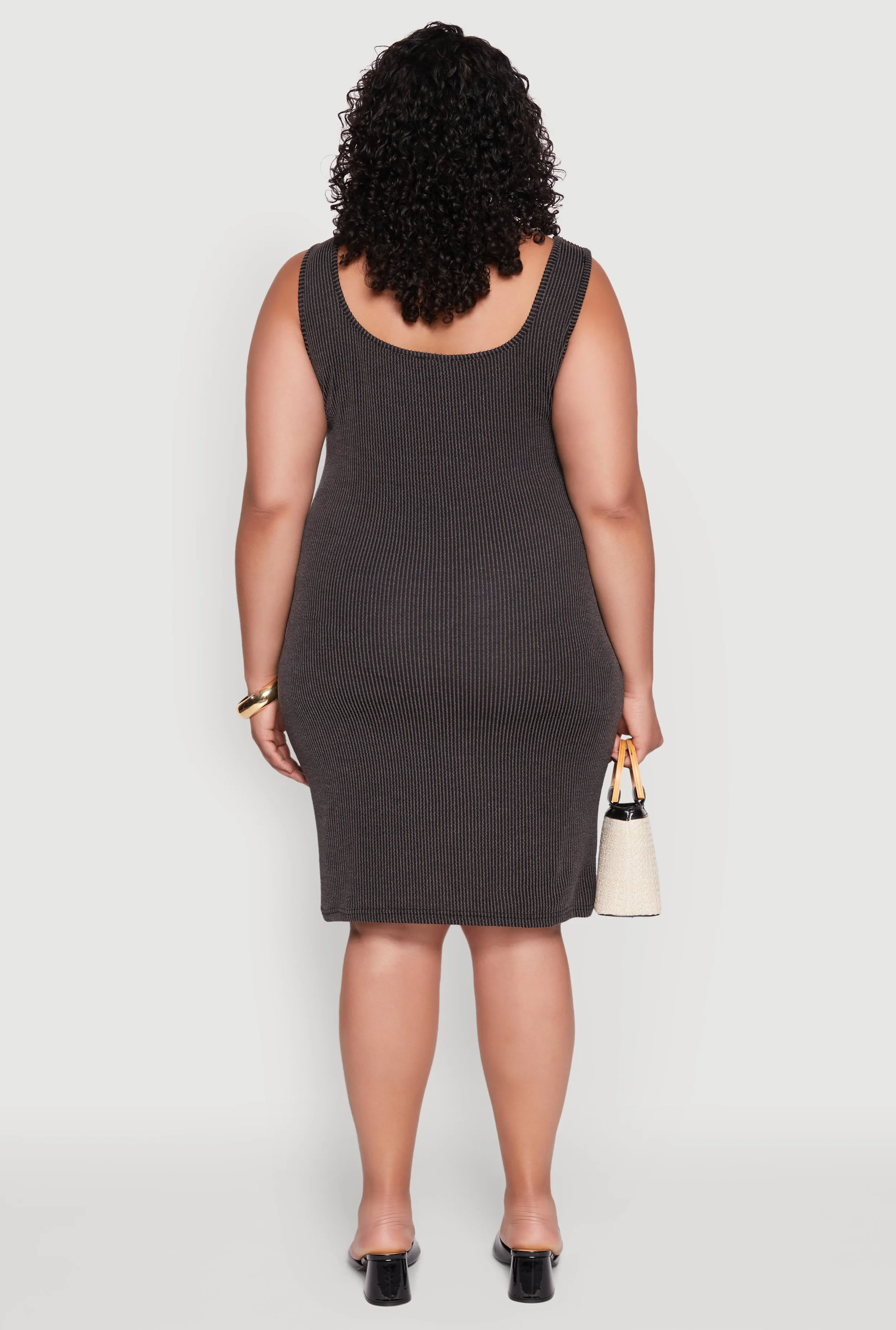 Plus Size Ribbed Knit Square Neck Tank Dress sold by Rainbow product image thumbnail 5