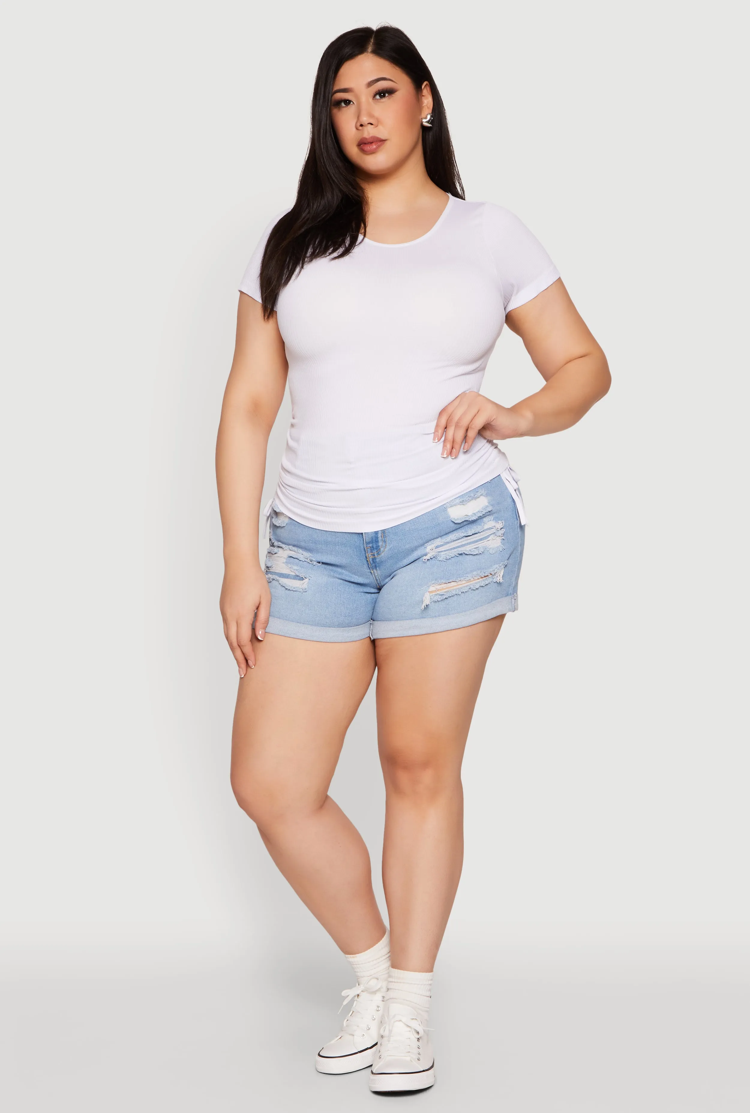 Plus Size Seamless Drawstring Side Tee sold by Rainbow product image thumbnail 3