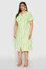 Plus Size Tie Waist Belted Striped Shirt Dress sold by Rainbow