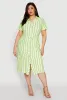 Plus Size Tie Waist Belted Striped Shirt Dress sold by Rainbow