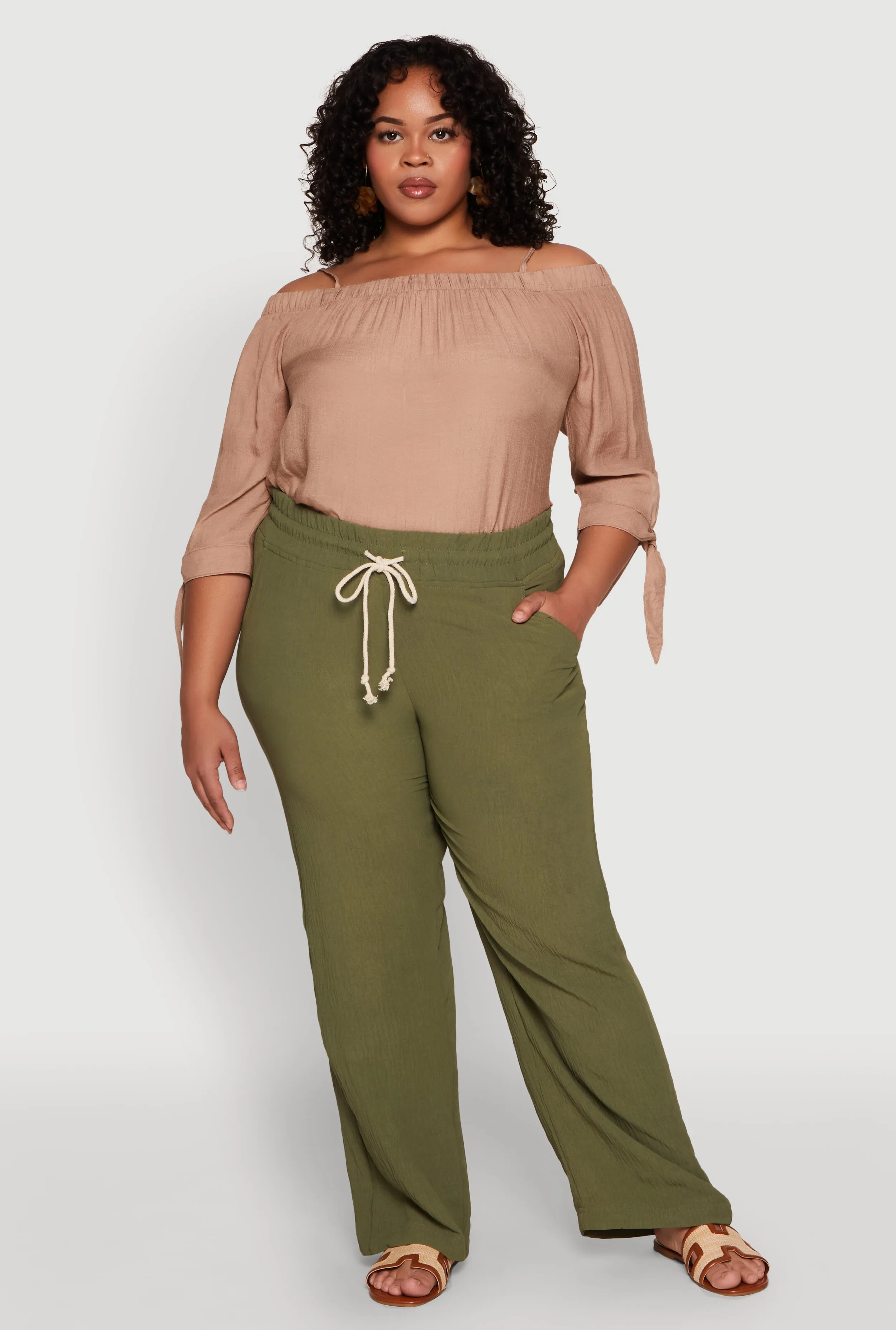 Plus Size Airy High Waisted Palazzo Pants sold by Rainbow product image thumbnail 2