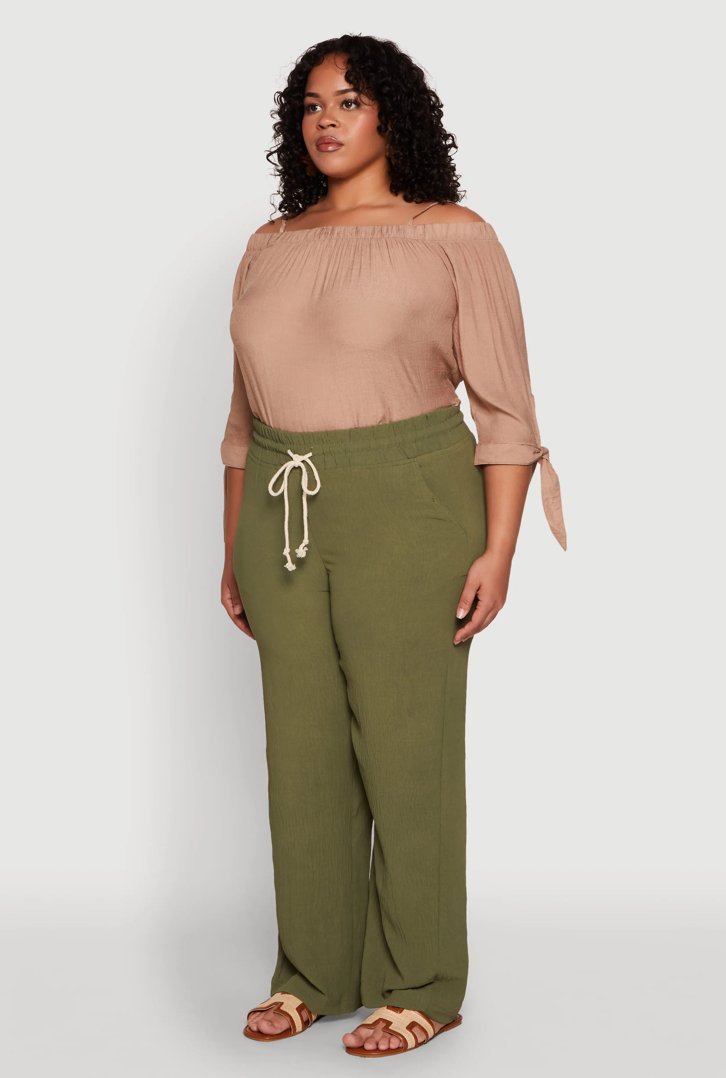 Plus Size Airy High Waisted Palazzo Pants sold by Rainbow product image thumbnail 3