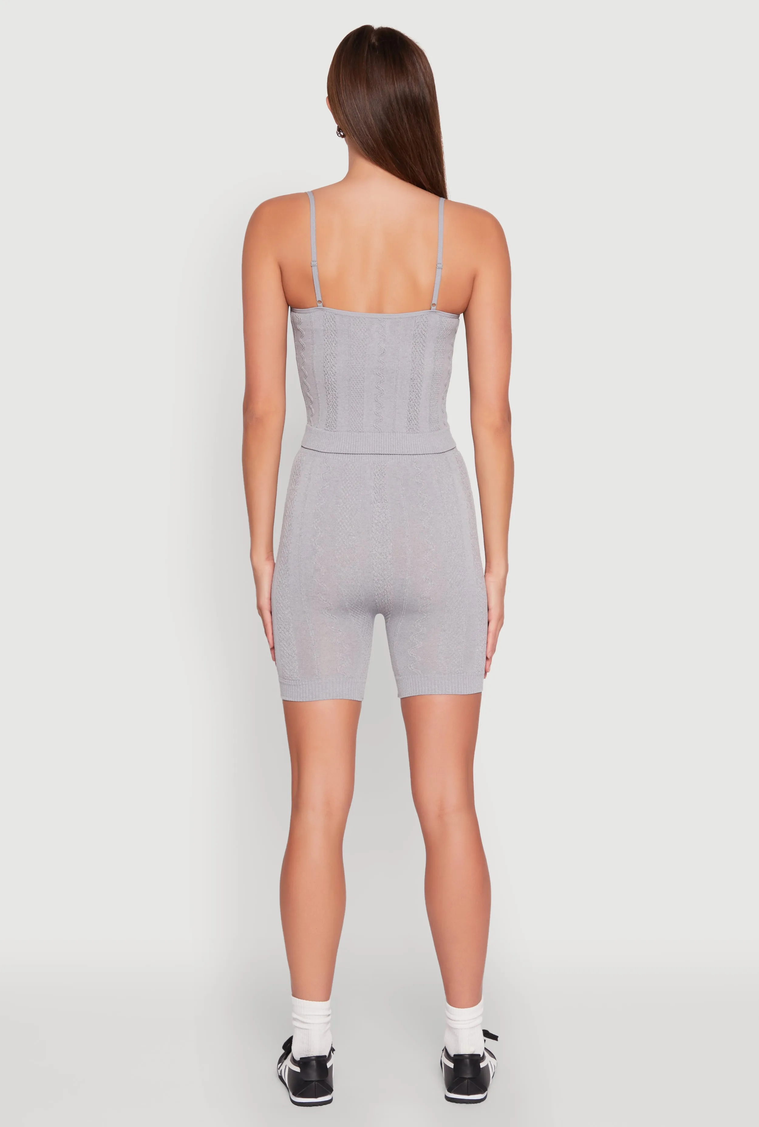 Seamless Textured Knit Cropped Cami and Bike Shorts sold by Rainbow product image thumbnail 5