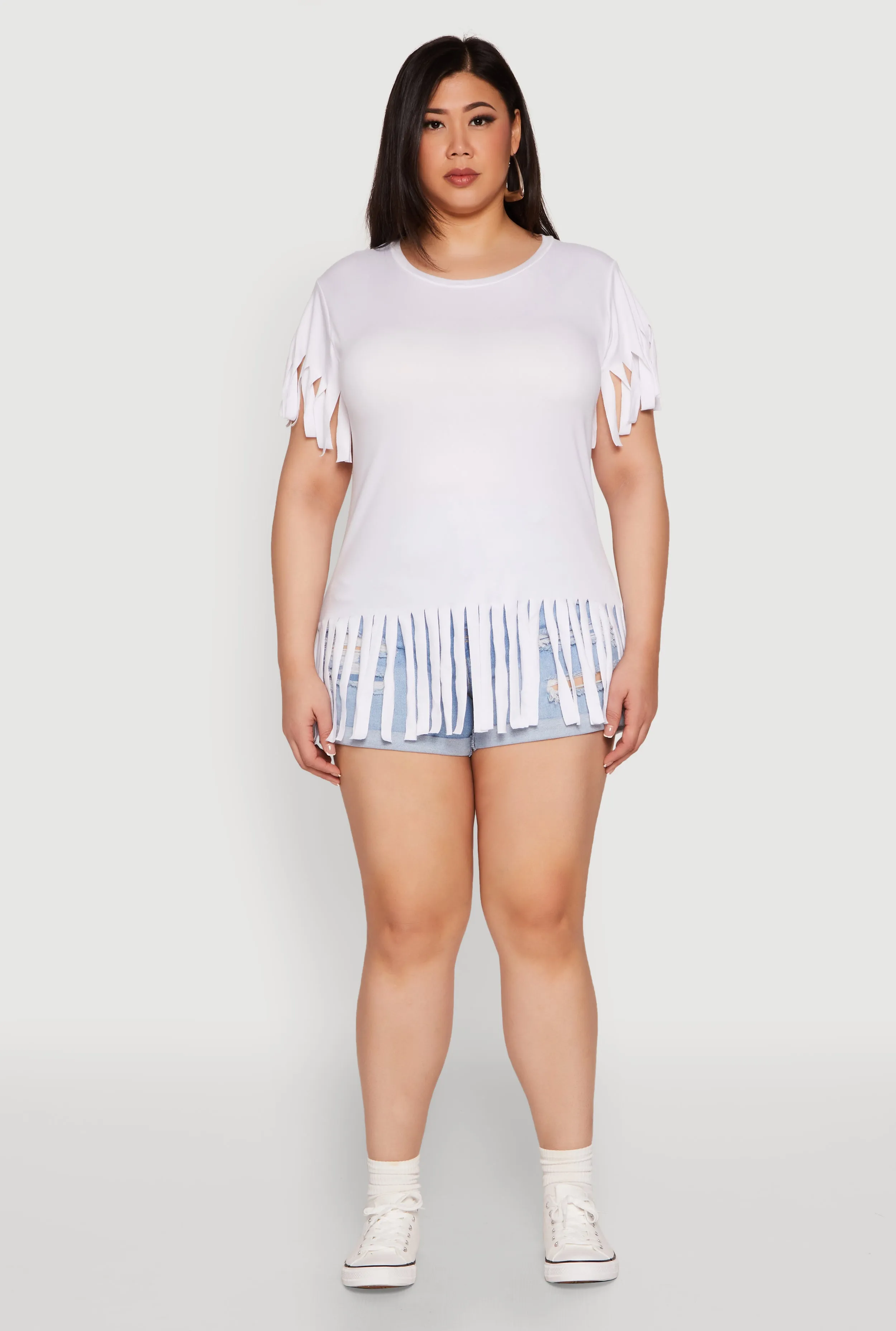 Plus Size Fringe Sleeve Tee sold by Rainbow product image thumbnail 3
