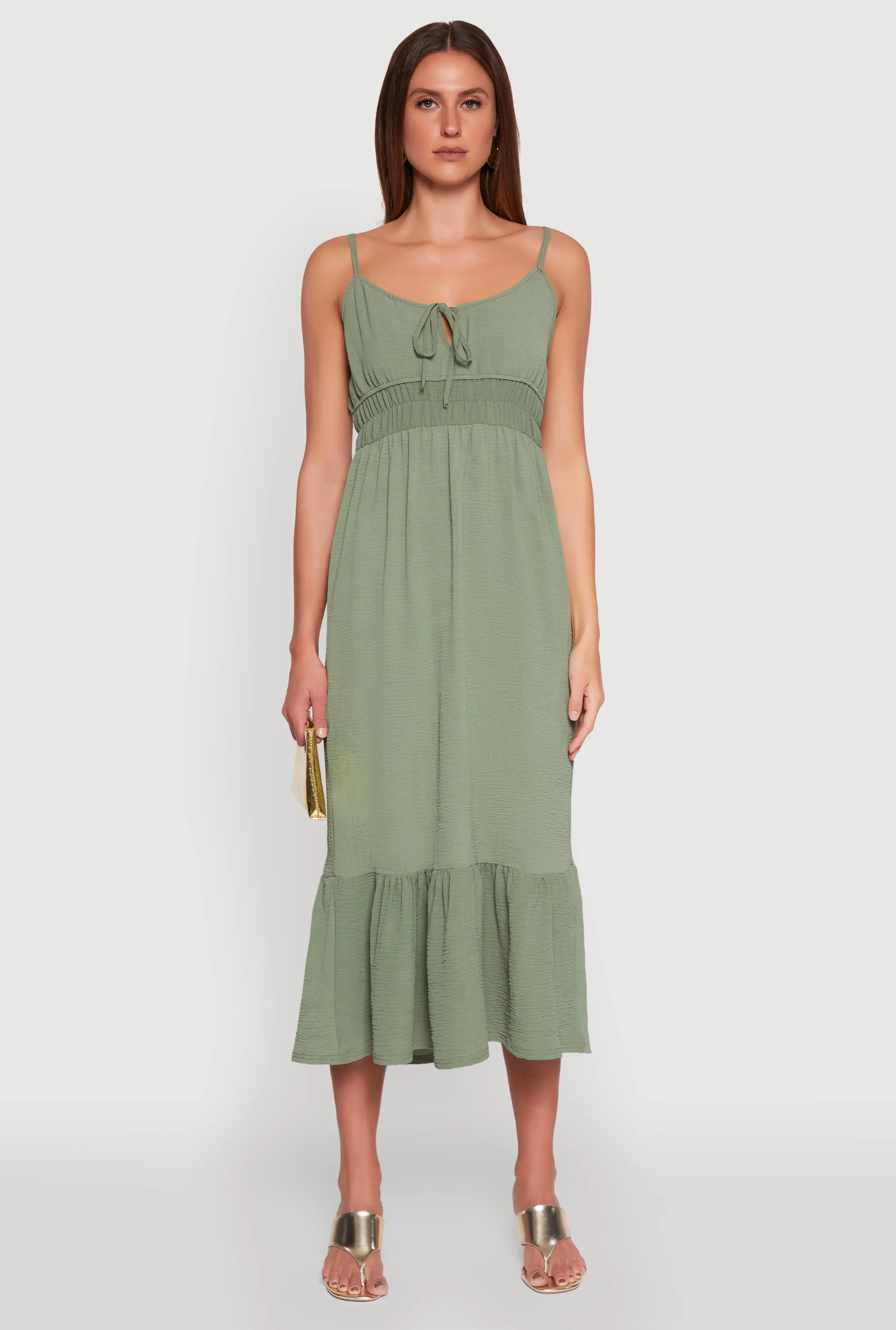 Tie Front Keyhole Flounce Hem Maxi Dress sold by Rainbow product image thumbnail 2