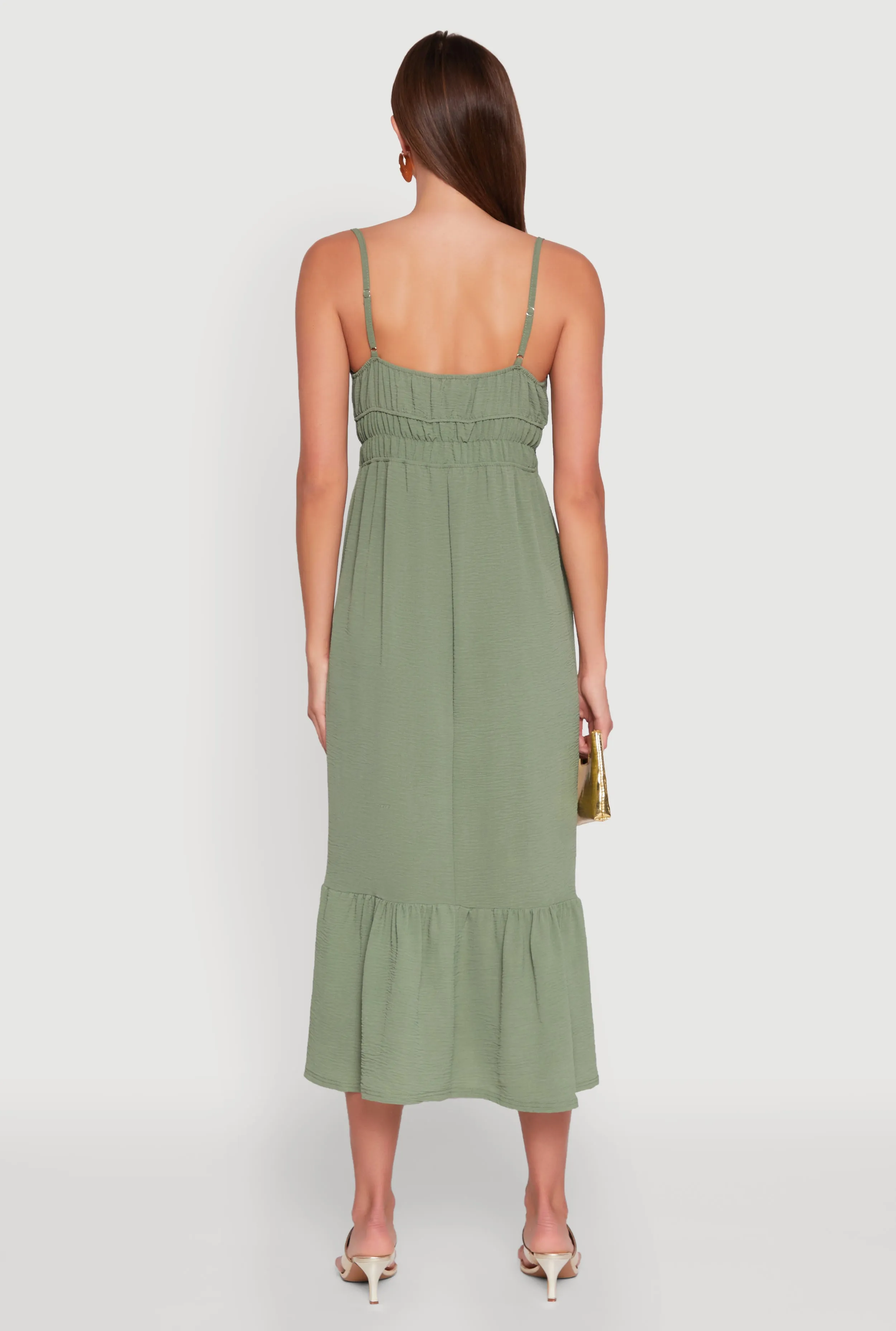 Tie Front Keyhole Flounce Hem Maxi Dress sold by Rainbow product image thumbnail 5