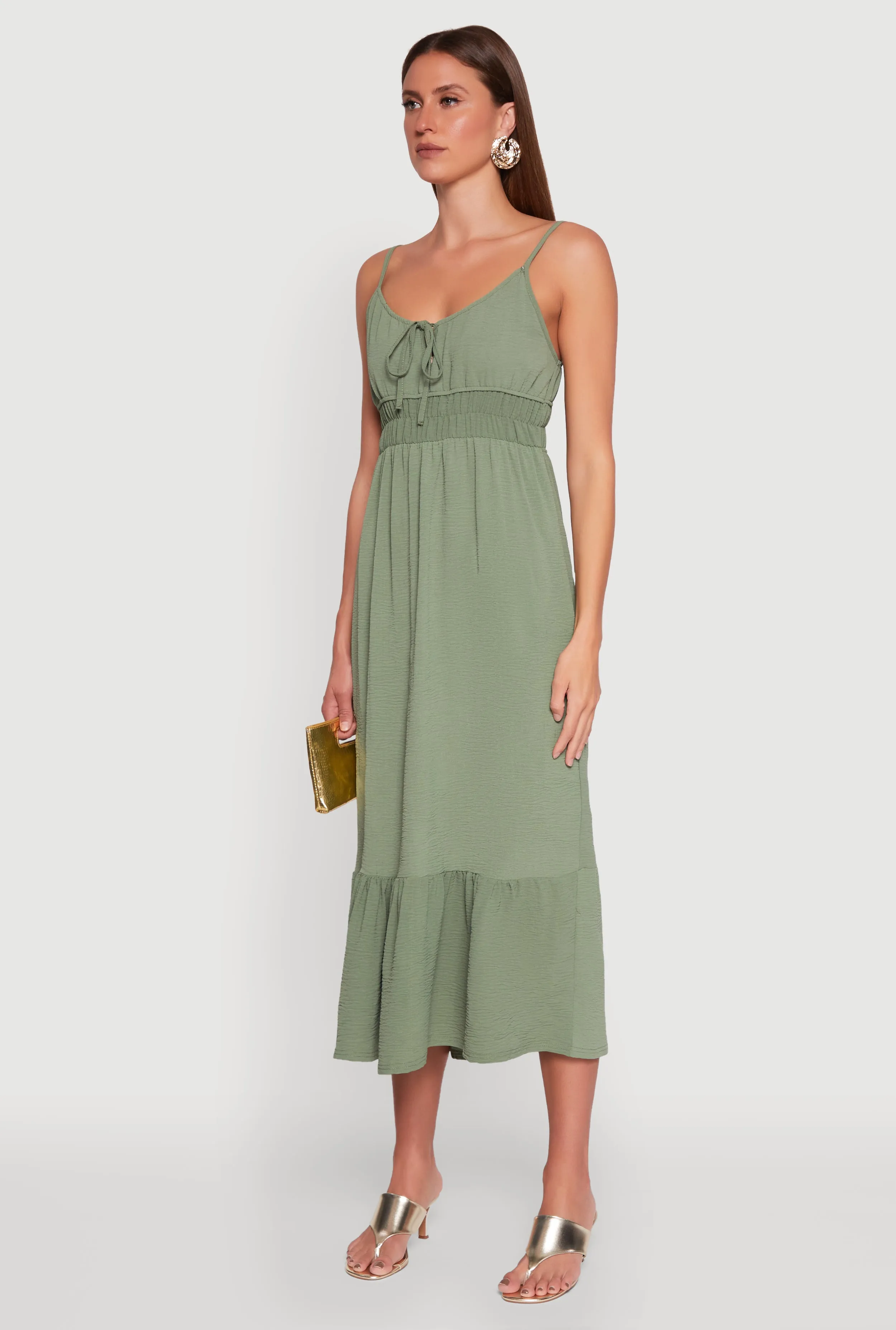 Tie Front Keyhole Flounce Hem Maxi Dress sold by Rainbow product image thumbnail 3