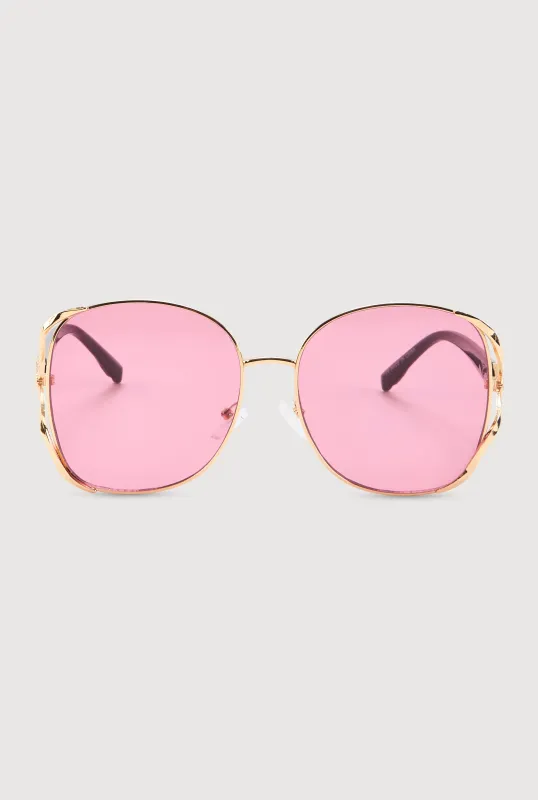 Rhinestone Side Detail Oversized Sunglasses sold by Rainbow