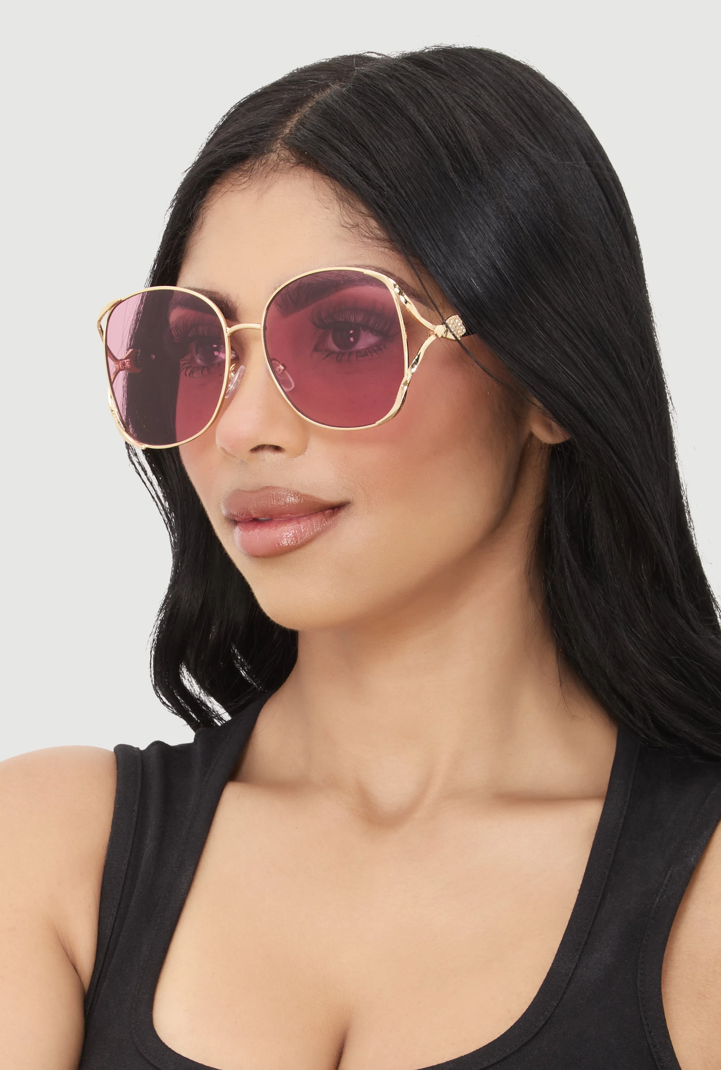 Rhinestone Side Detail Oversized Sunglasses sold by Rainbow product image thumbnail 2