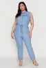 Plus Size Twill Zip Front Jumpsuit sold by Rainbow