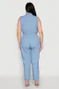 Plus Size Twill Zip Front Jumpsuit sold by Rainbow