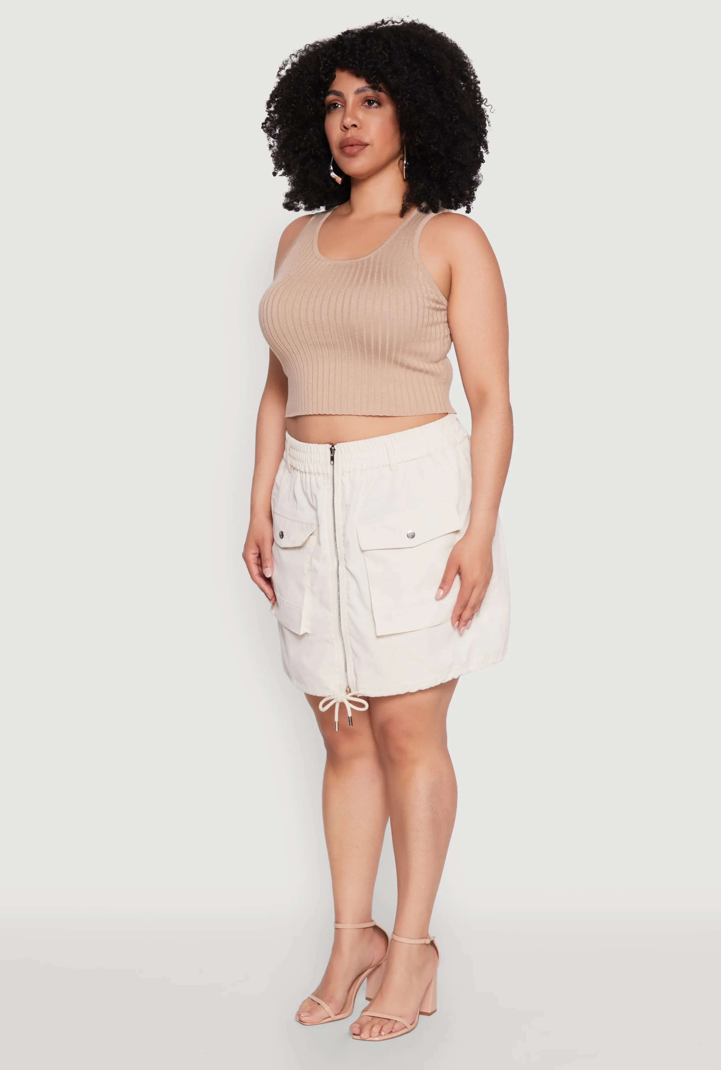 Plus Size Zip Front Cargo Pocket Skirt sold by Rainbow product image thumbnail 3