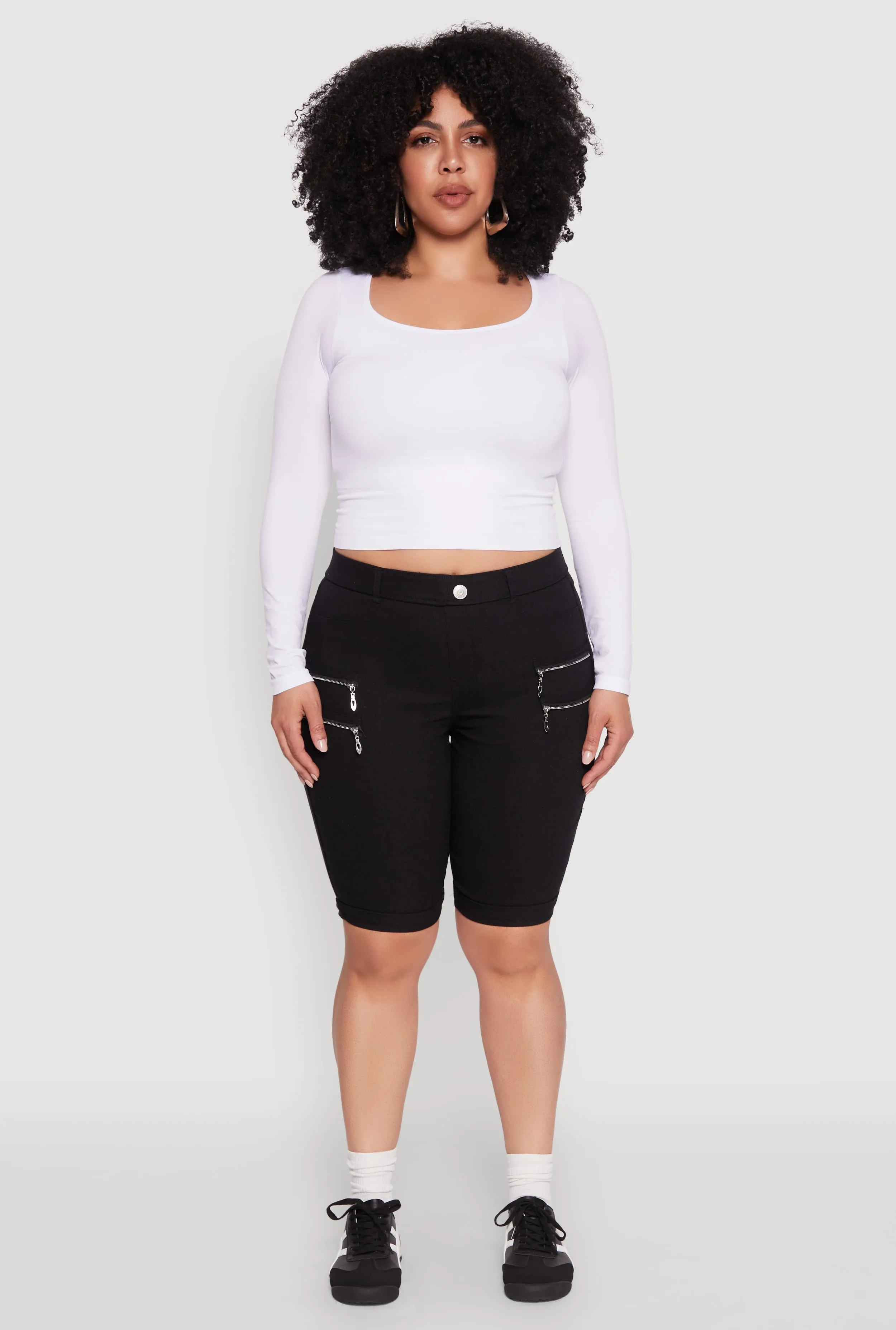 Plus Size Zipper Detail Bermuda Shorts sold by Rainbow product image thumbnail 2