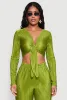 Plisse Tie Front Crop Top sold by Rainbow