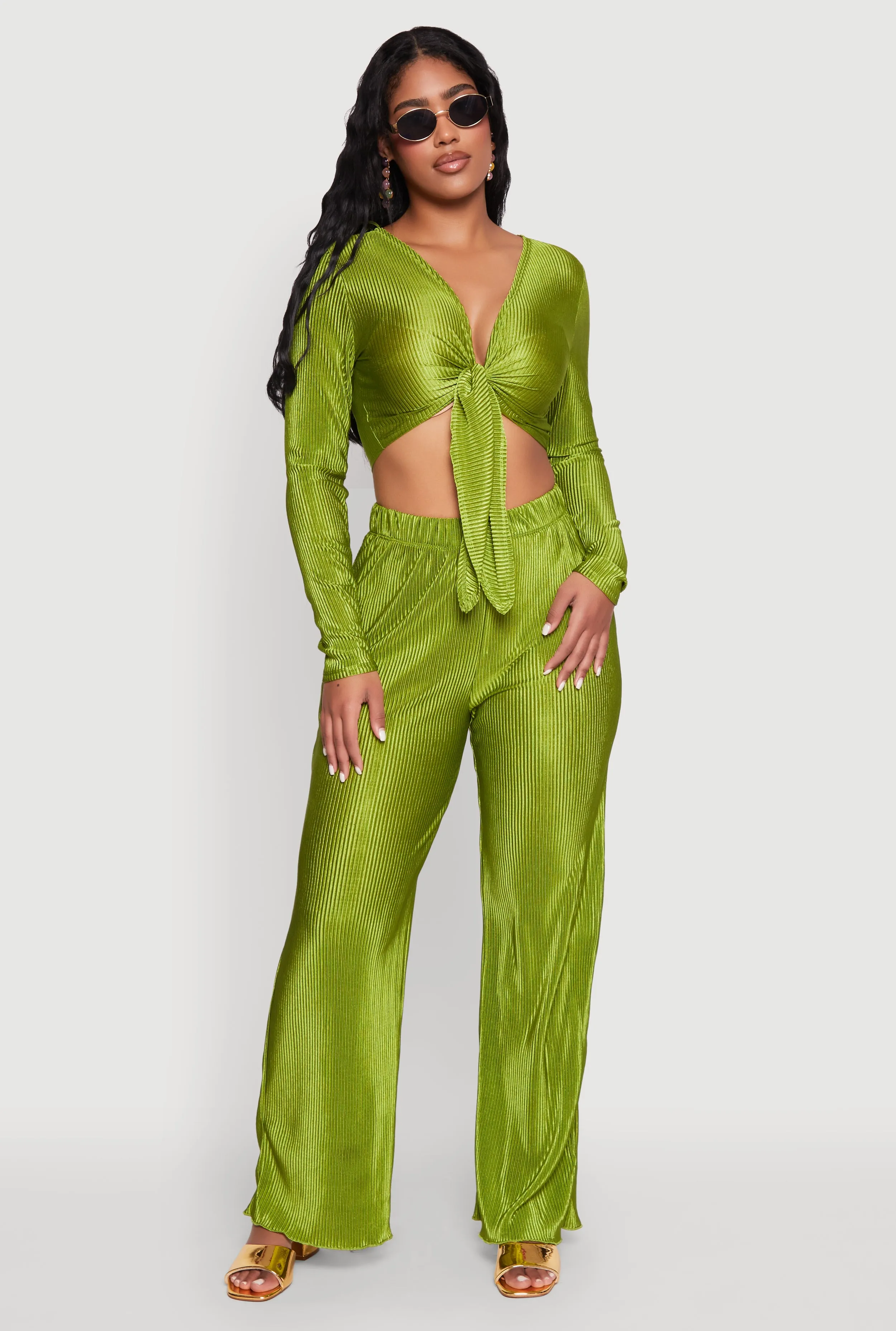 Plisse Tie Front Crop Top sold by Rainbow product image thumbnail 3