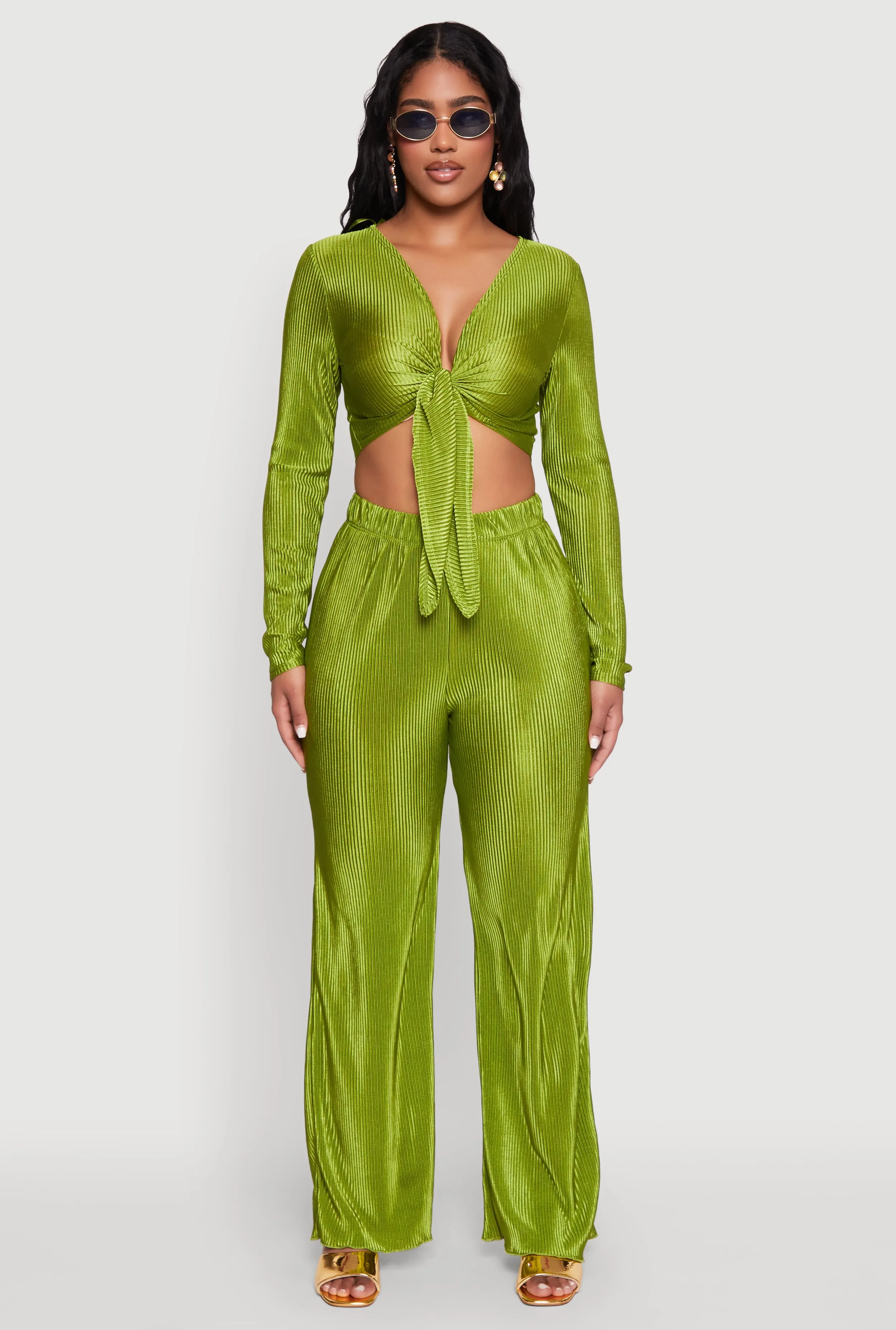 Plisse Tie Front Crop Top sold by Rainbow product image thumbnail 2