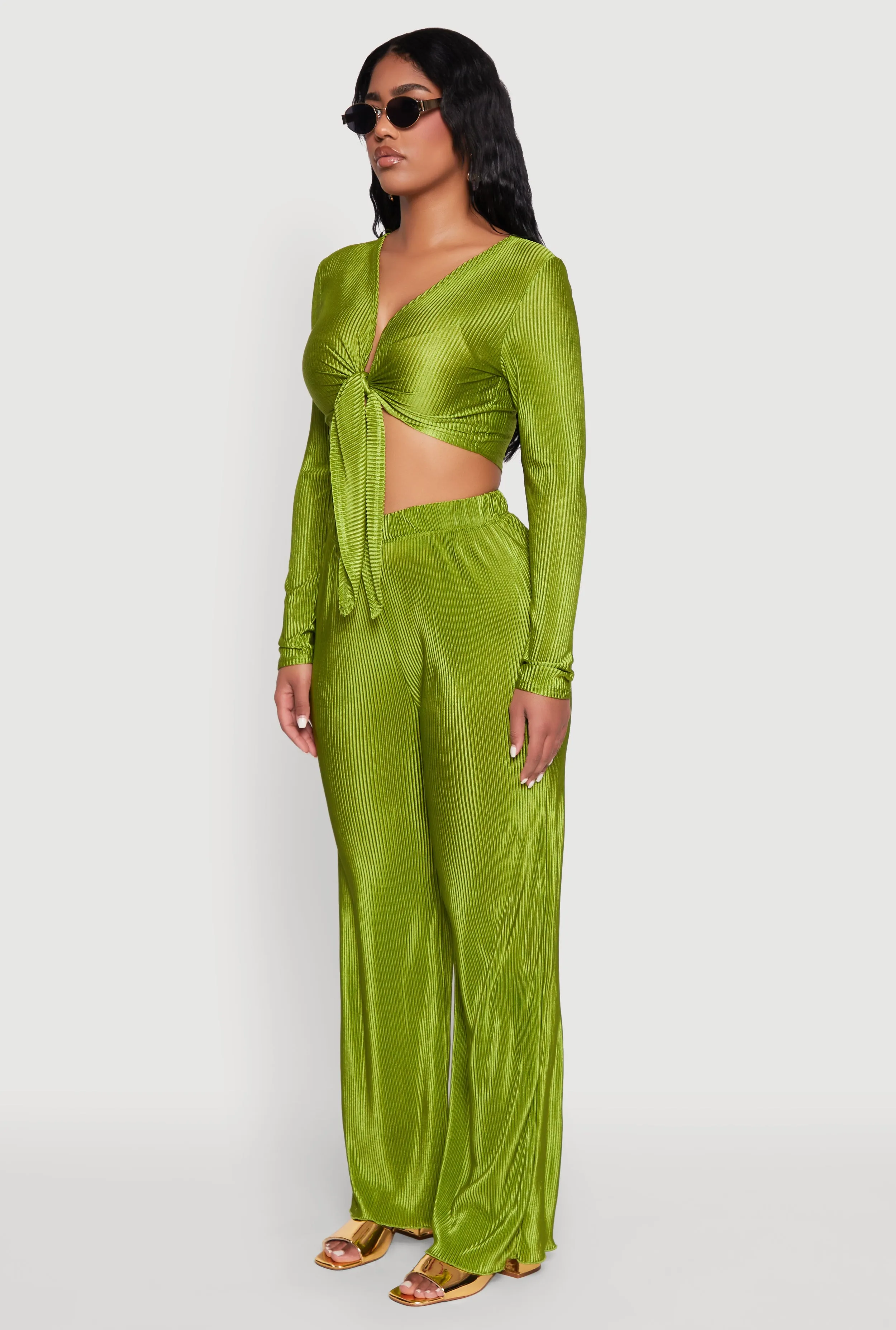 Plisse Tie Front Crop Top sold by Rainbow product image thumbnail 5