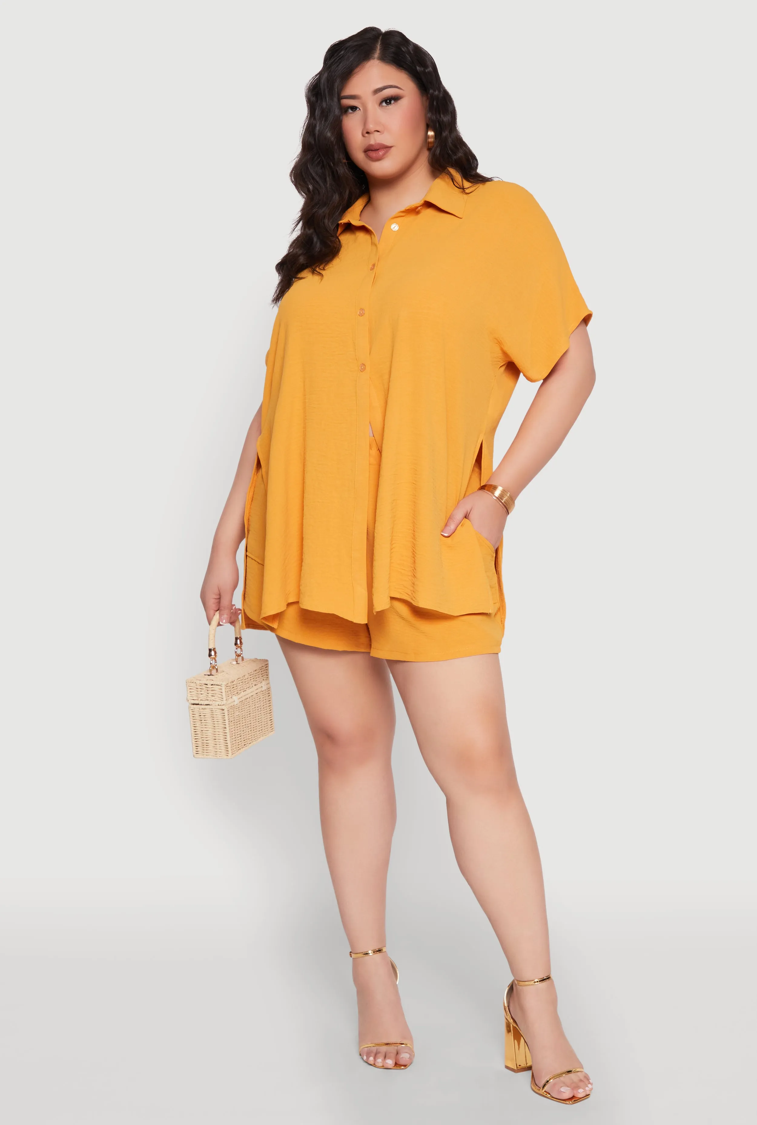 Plus Size Airy Drawstring Detail Shorts sold by Rainbow