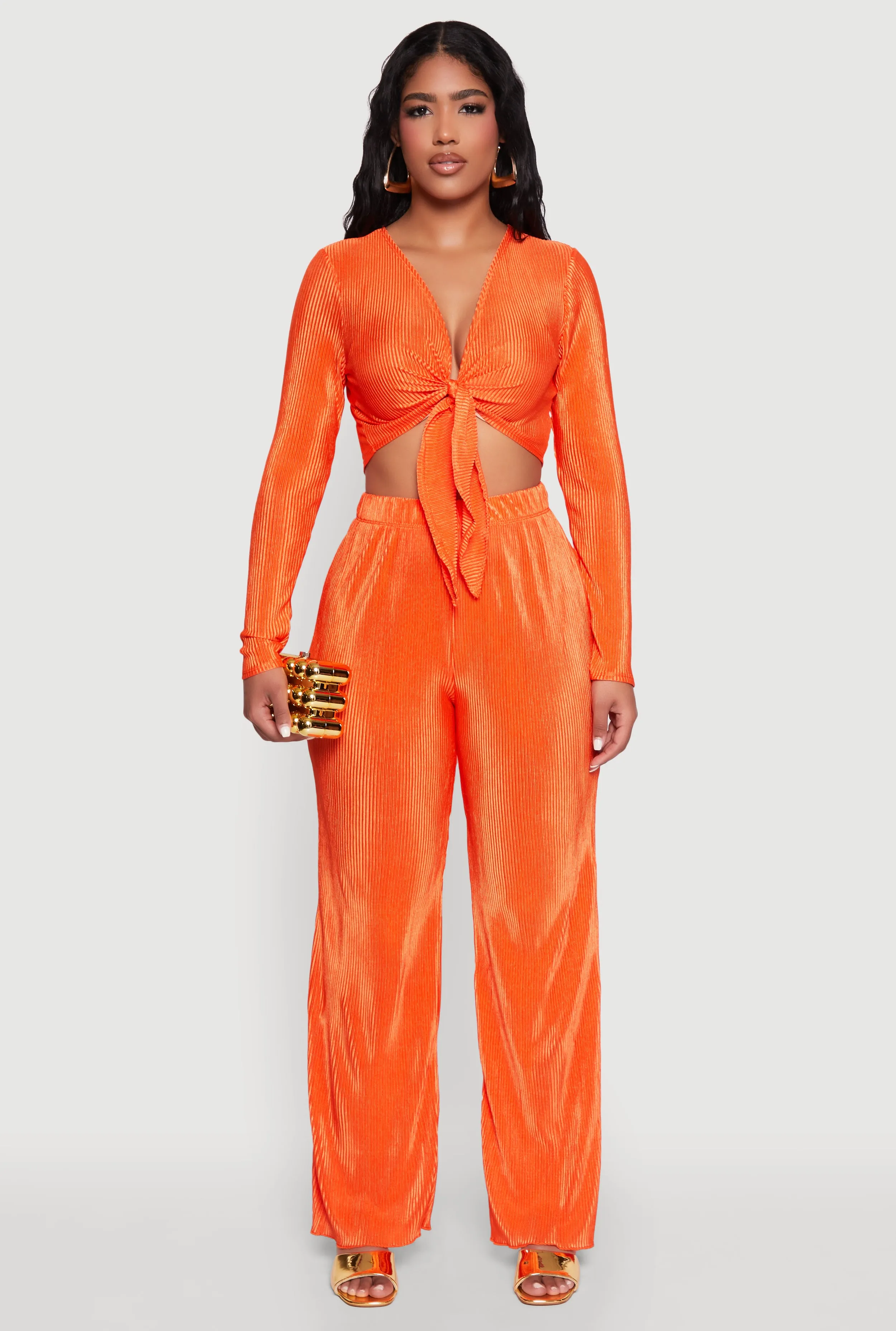 Plisse Wide Leg Pants sold by Rainbow