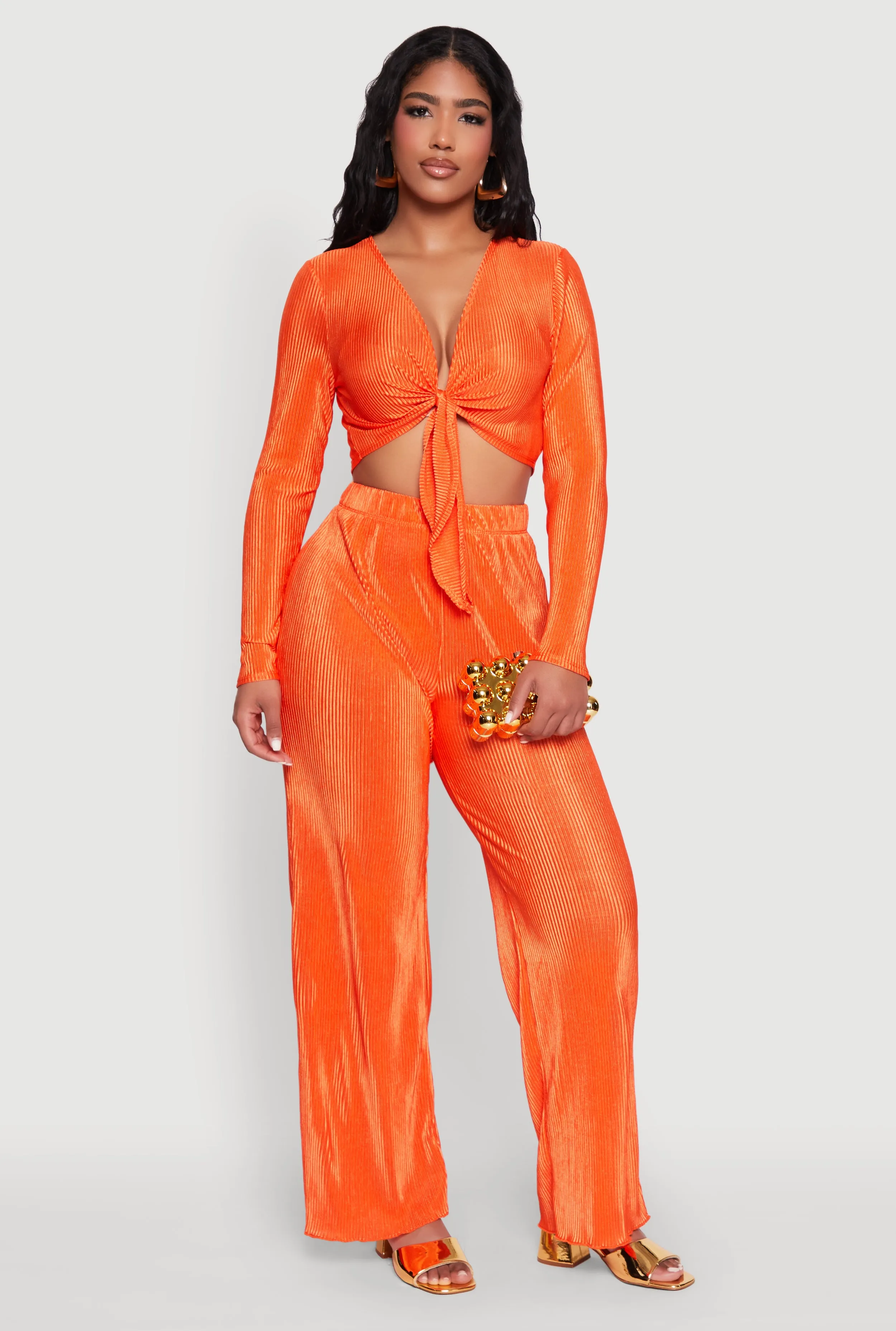 Plisse Tie Front Crop Top sold by Rainbow product image thumbnail 3