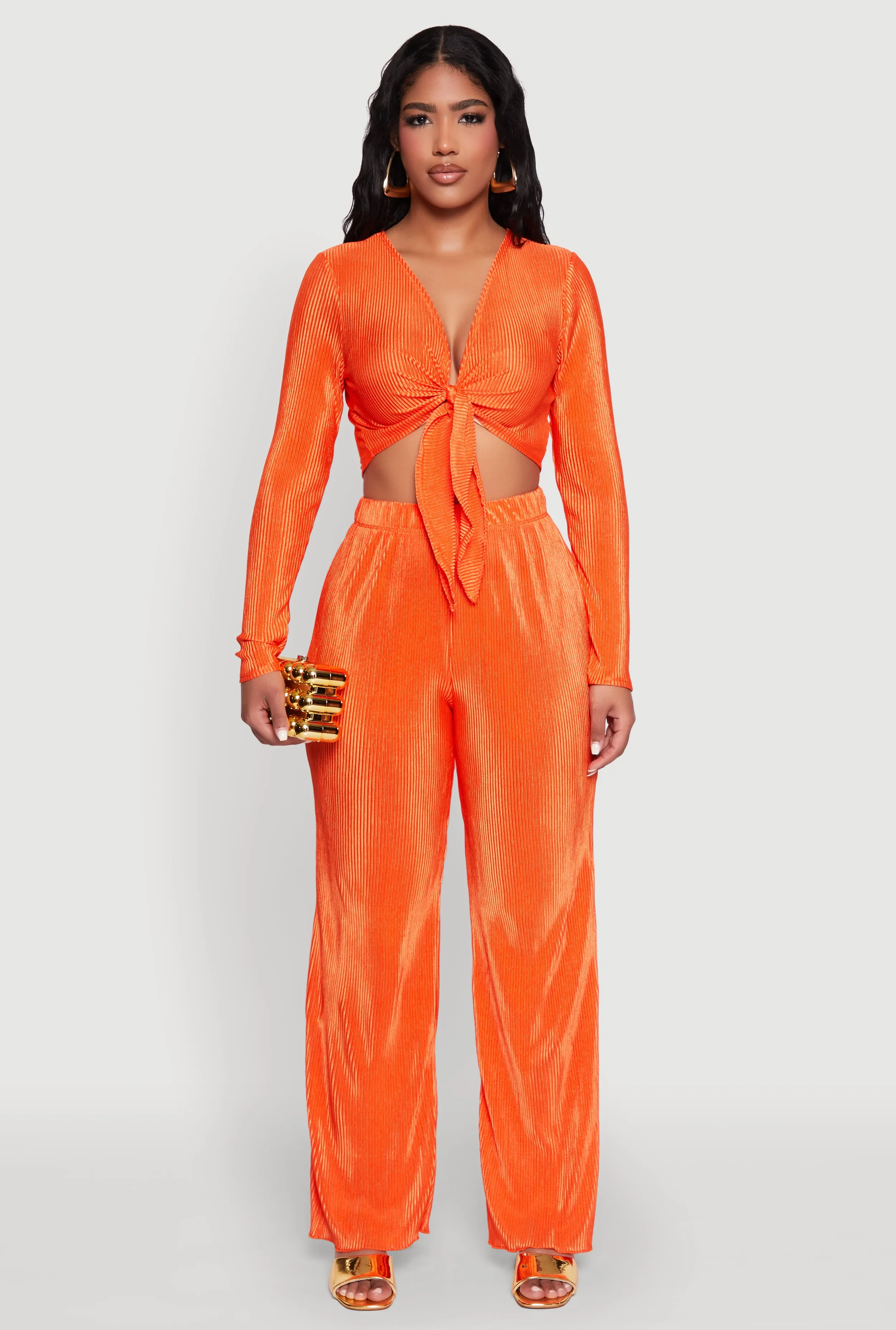 Plisse Tie Front Crop Top sold by Rainbow product image thumbnail 2