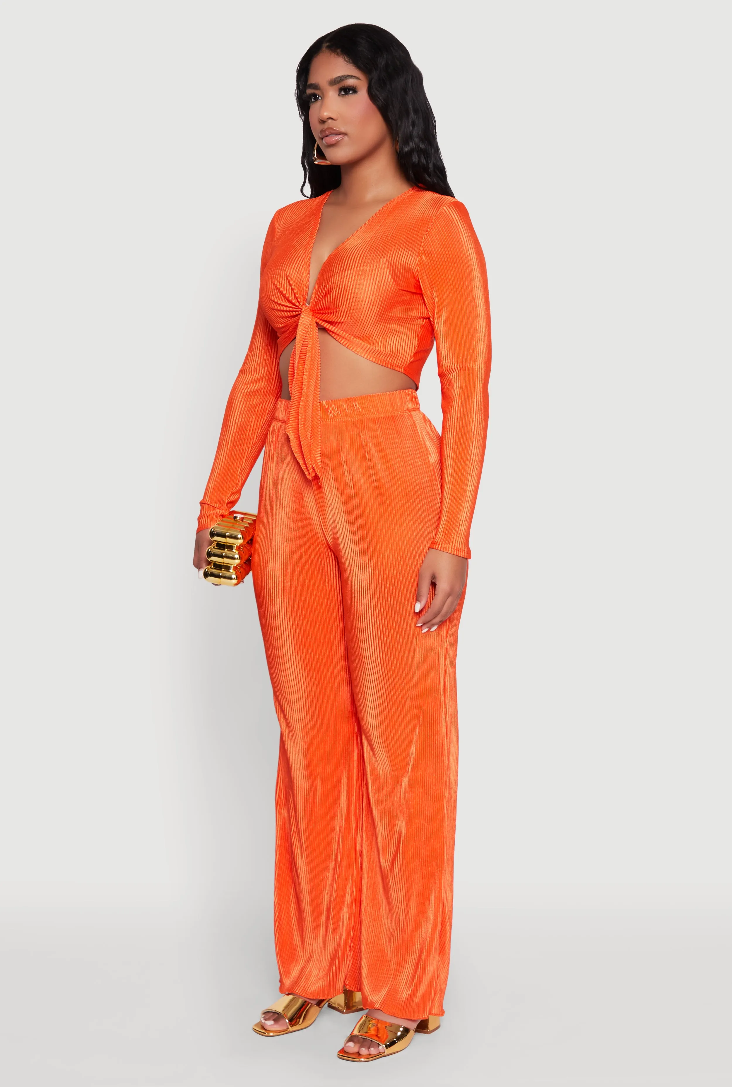 Plisse Tie Front Crop Top sold by Rainbow product image thumbnail 5