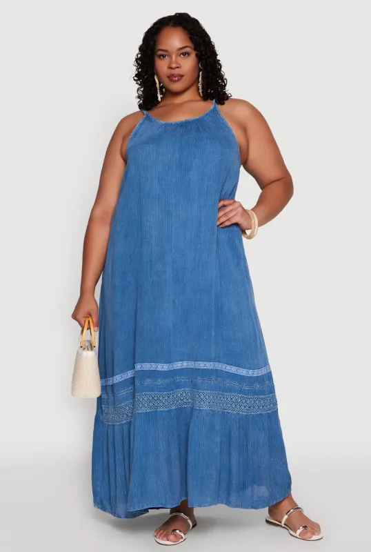 Plus Size Ruffle Trim Maxi Dress sold by Rainbow