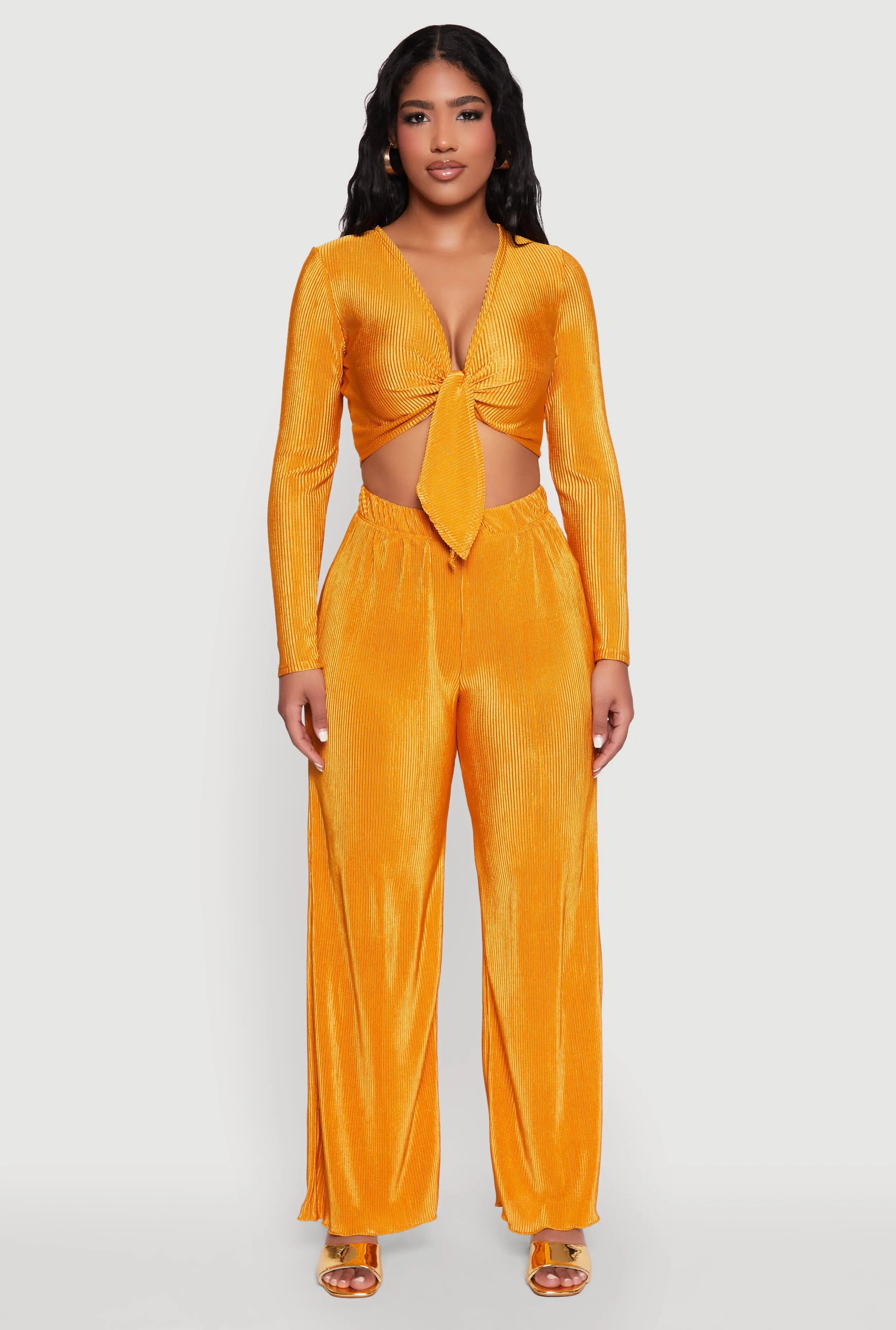 Plisse Wide Leg Pants sold by Rainbow