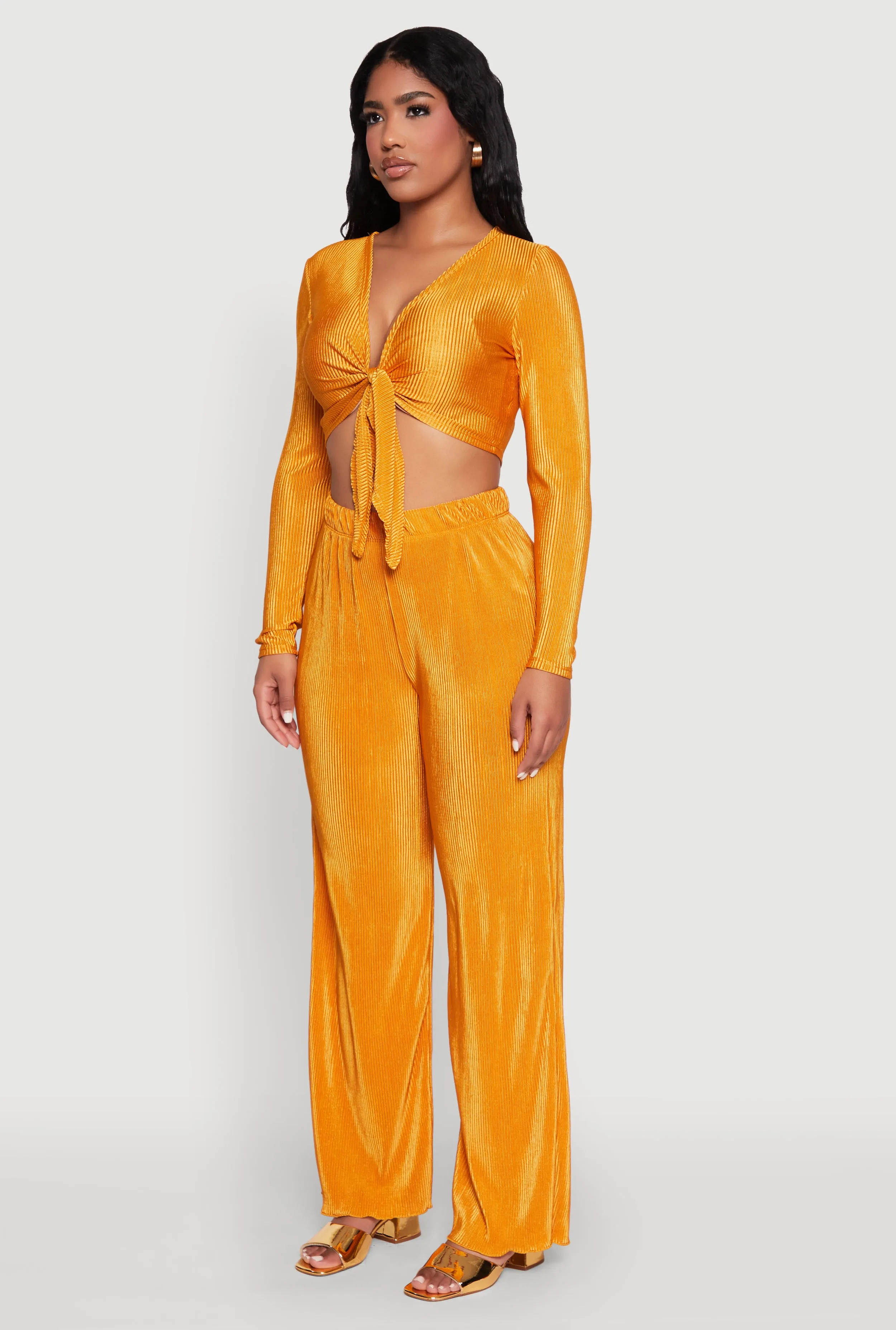 Plisse Tie Front Crop Top sold by Rainbow product image thumbnail 5