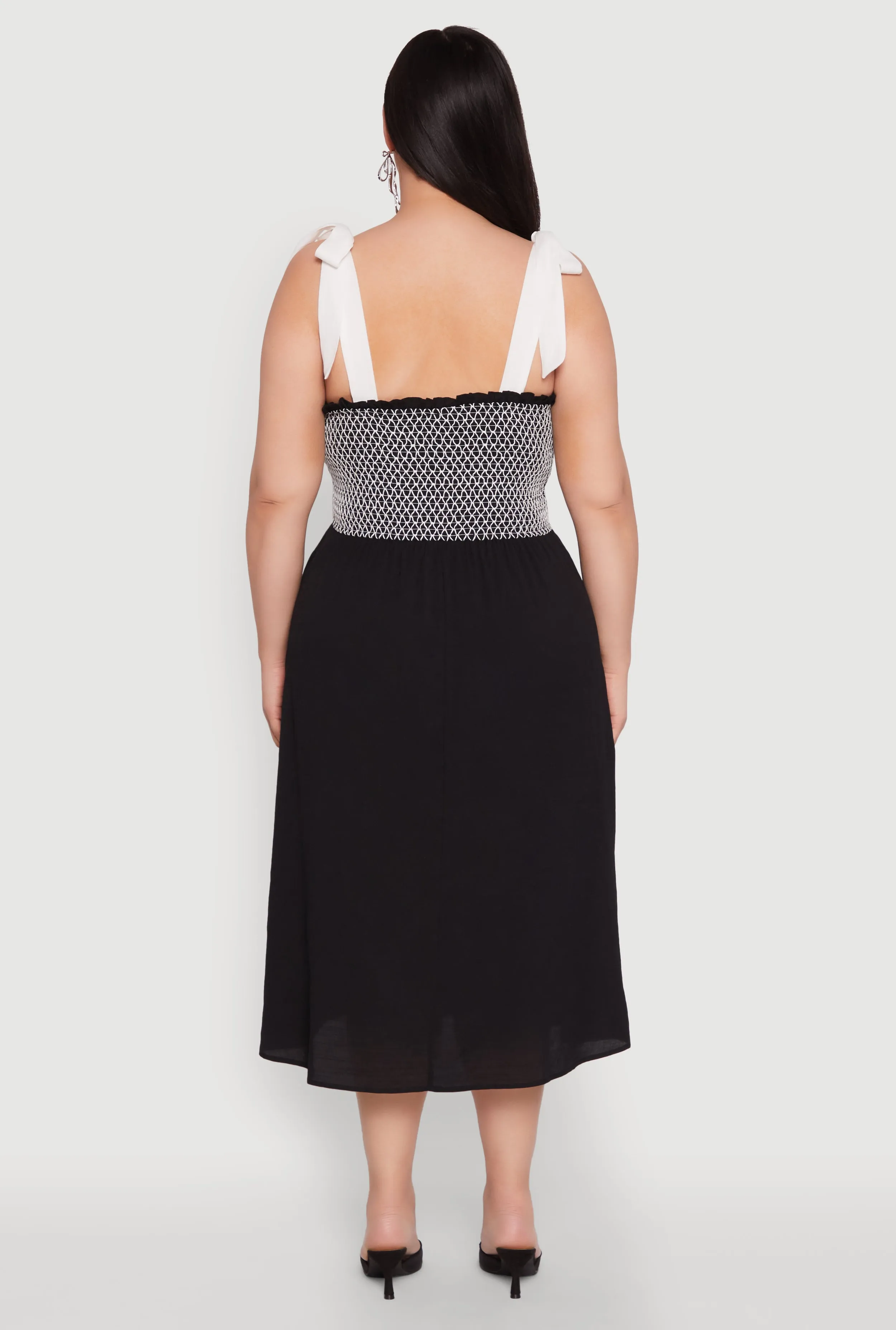 Plus Size Smocked Tie Shoulder Midi Dress sold by Rainbow product image thumbnail 5