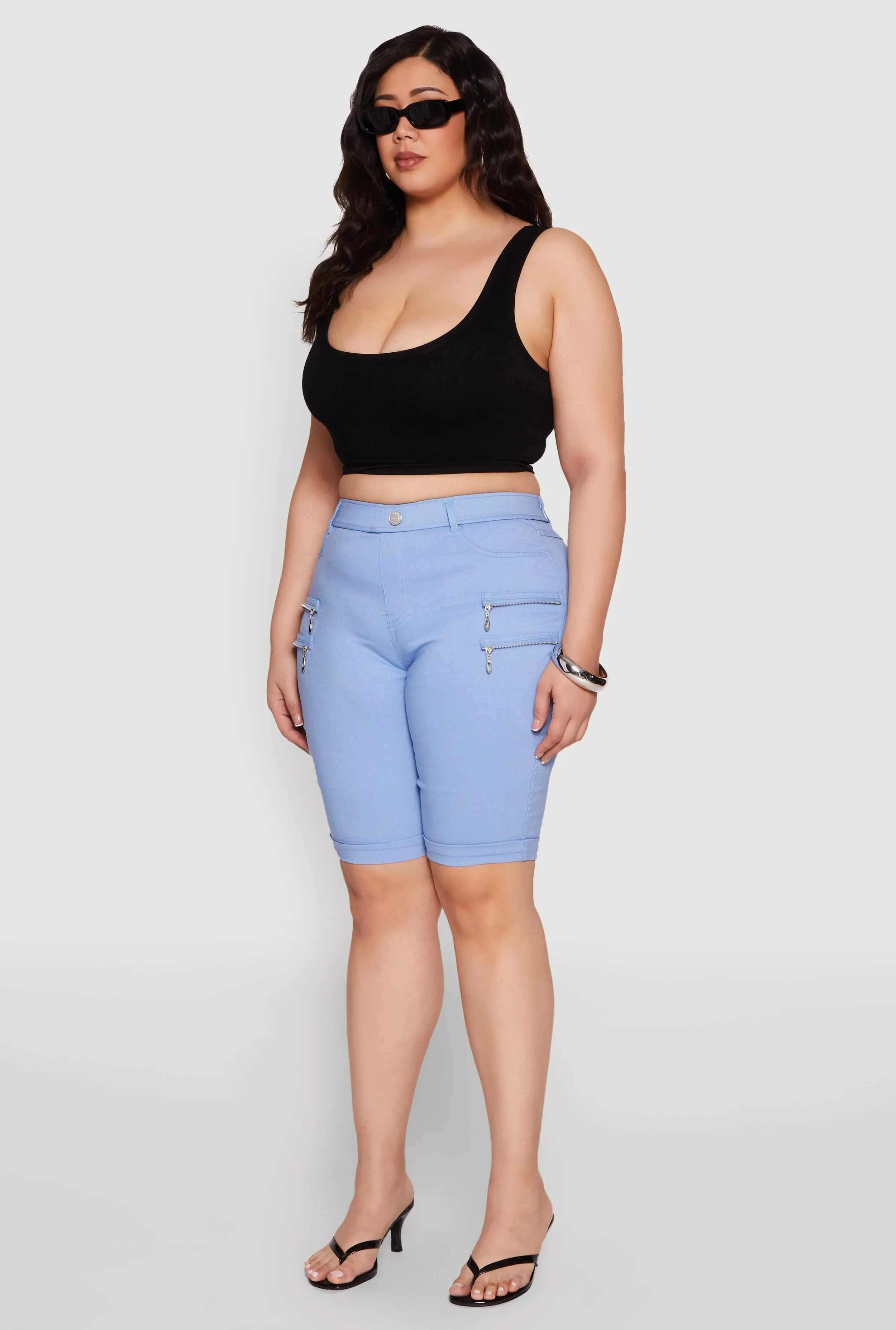 Plus Size Zipper Detail Bermuda Shorts sold by Rainbow product image thumbnail 3