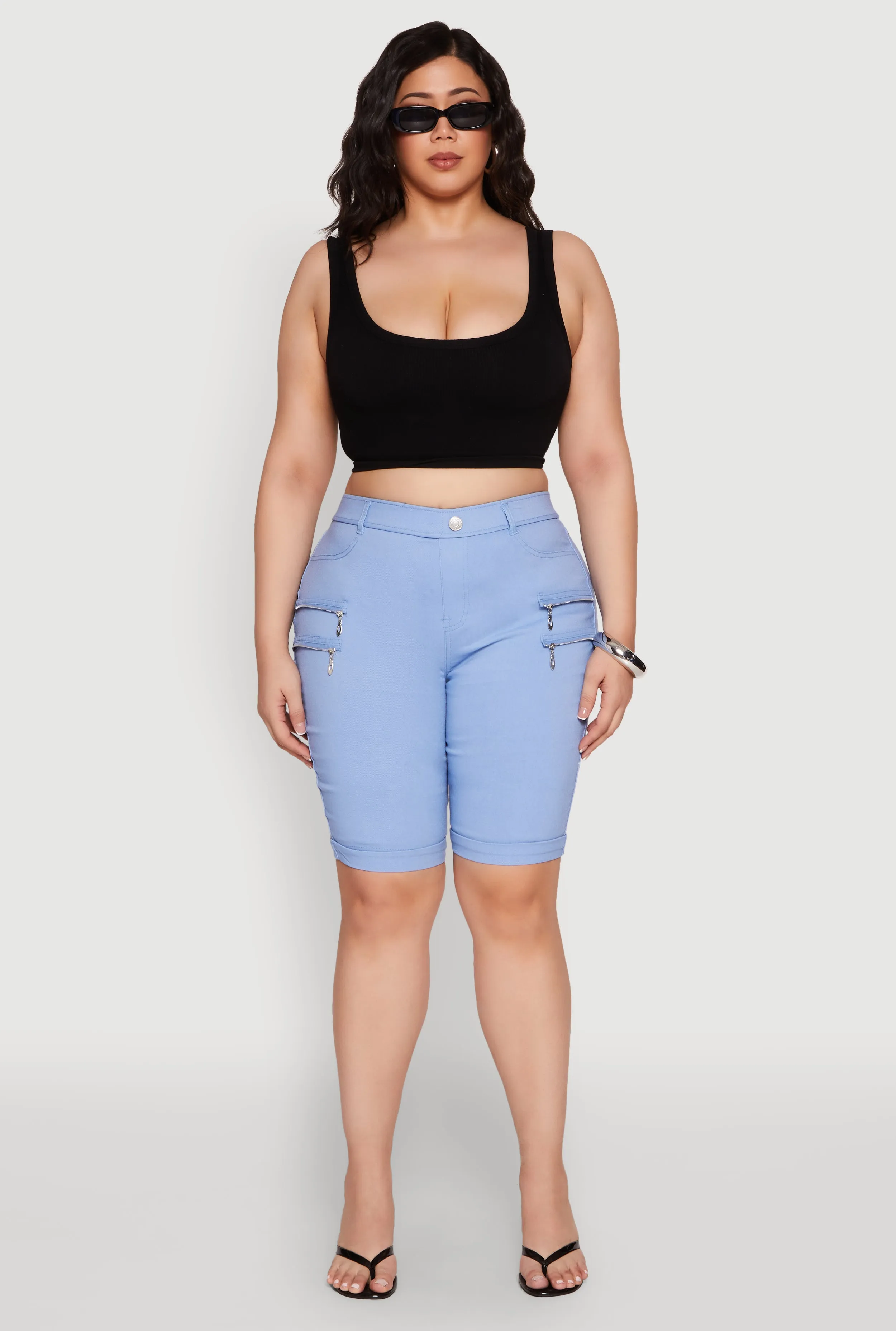 Plus Size Zipper Detail Bermuda Shorts sold by Rainbow