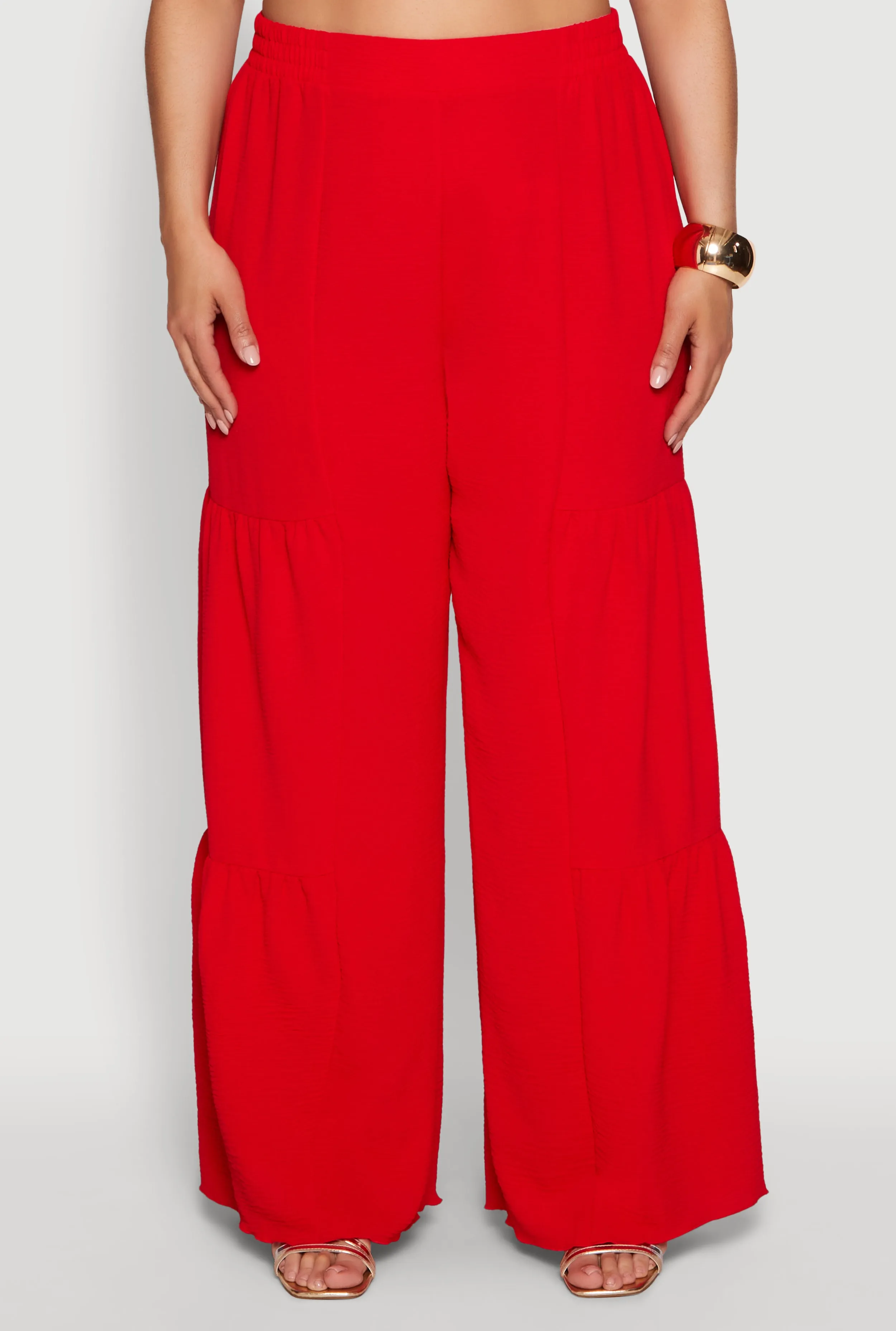 Plus Size Airy Tiered Palazzo Pants sold by Rainbow product image thumbnail 3