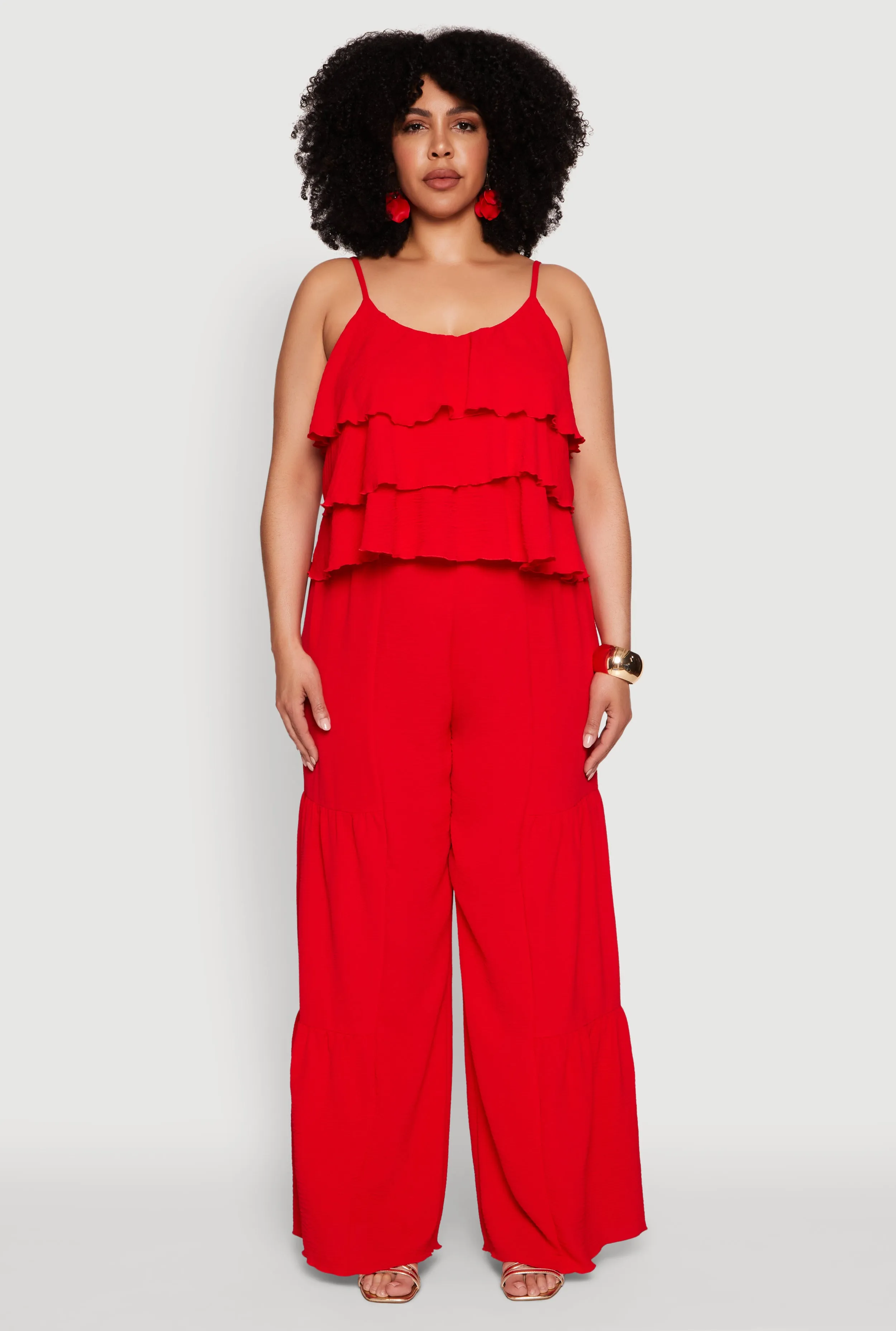 Plus Size Airy Tiered Palazzo Pants sold by Rainbow