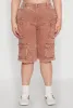 Plus Size Daisy Acid Wash Cargo Bermuda Shorts sold by Rainbow