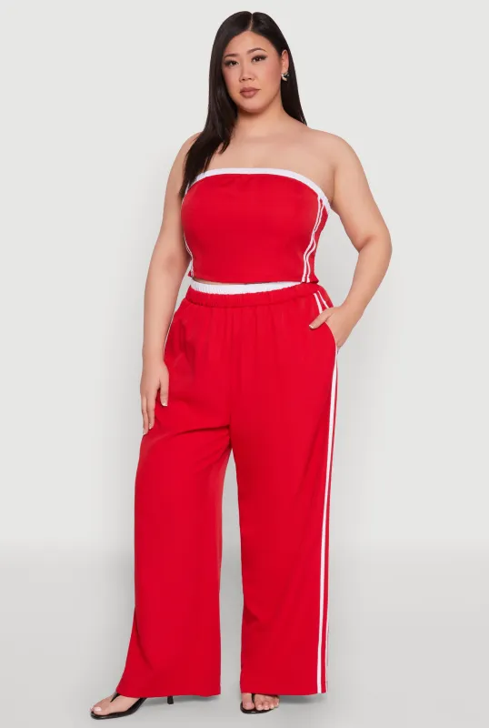 Plus Size Varsity Stripe Wide Leg Pants sold by Rainbow