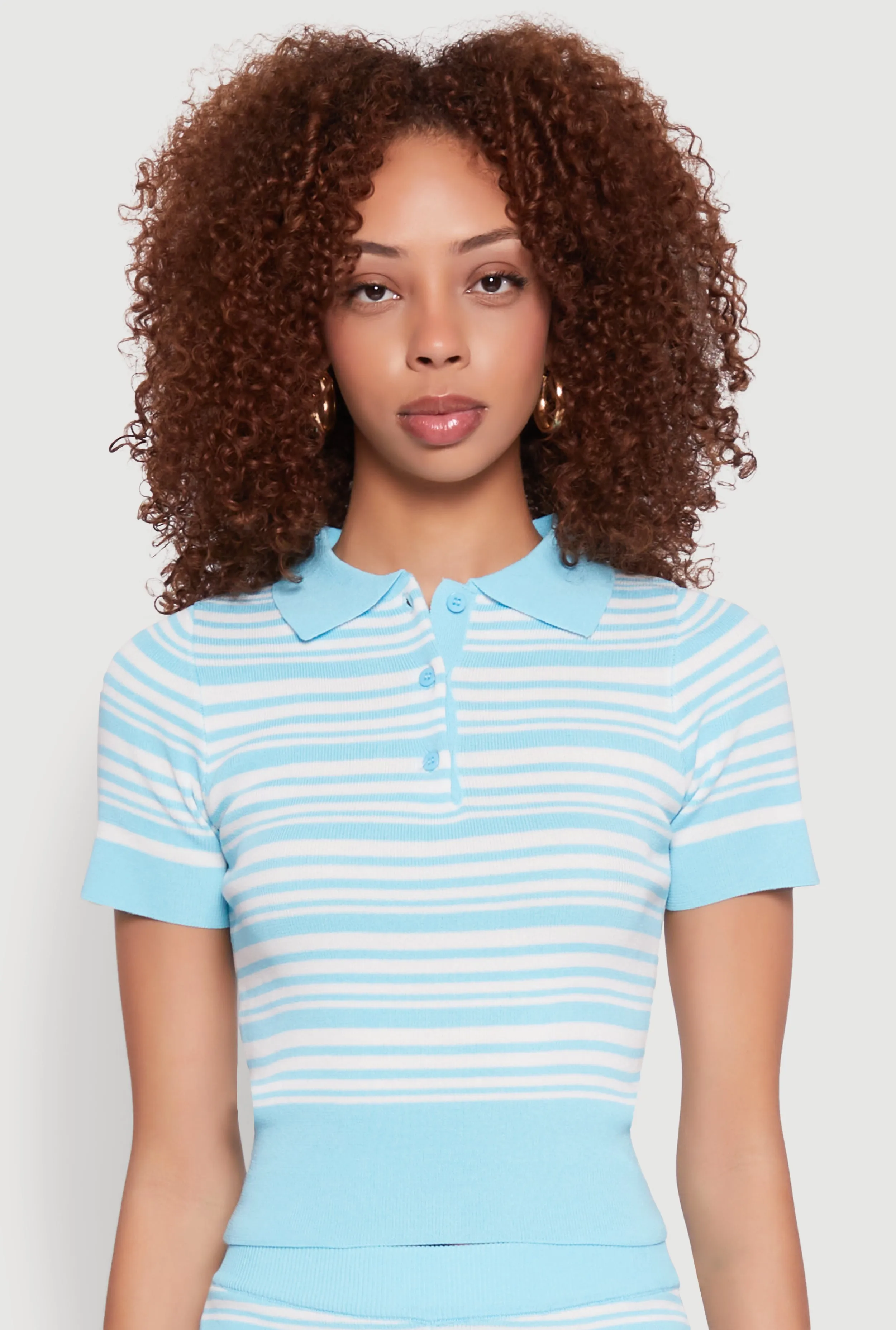 Daisy Striped Polo Crop Top sold by Rainbow