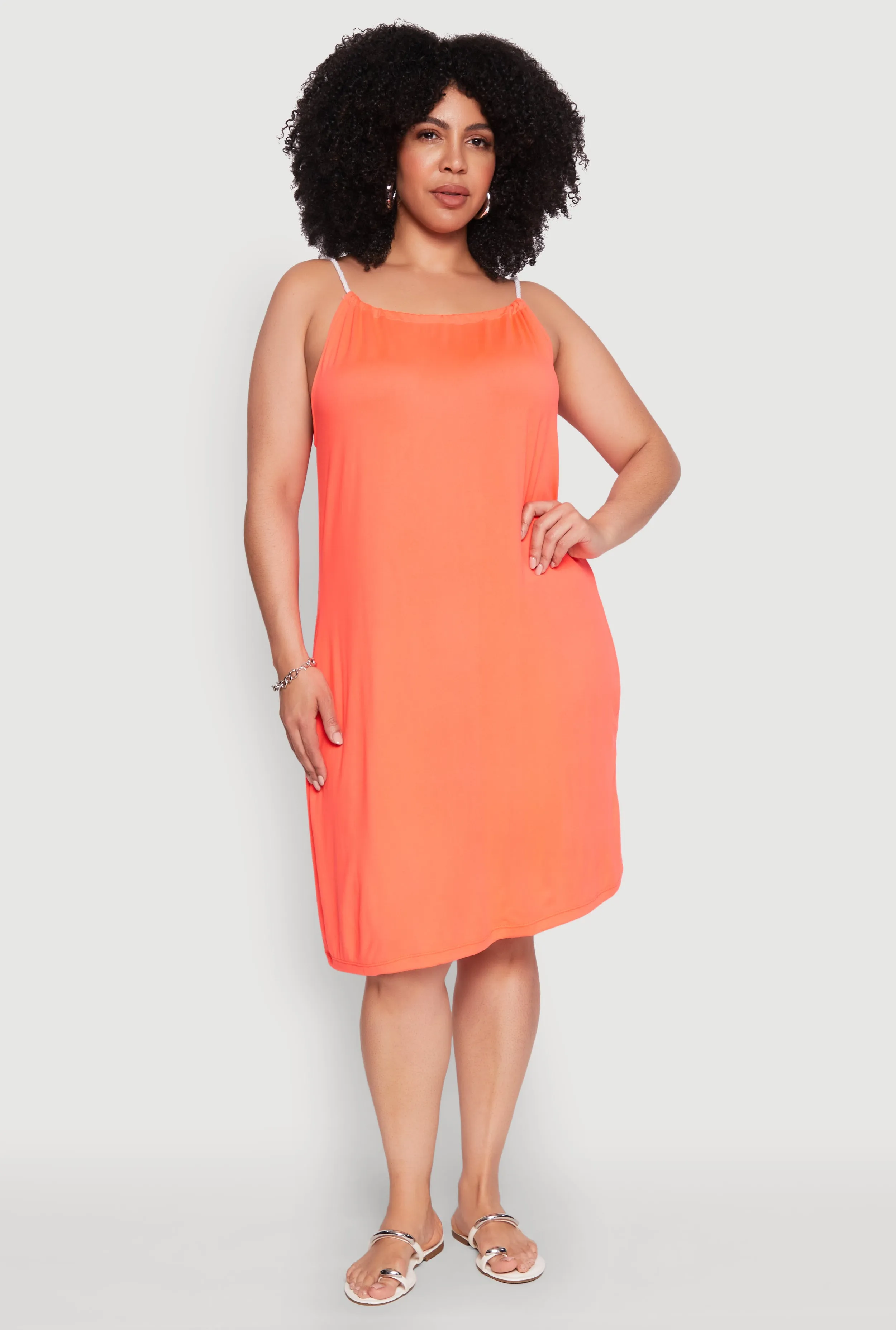 Plus Size Keyhole Back Rope Strap Midi Dress sold by Rainbow
