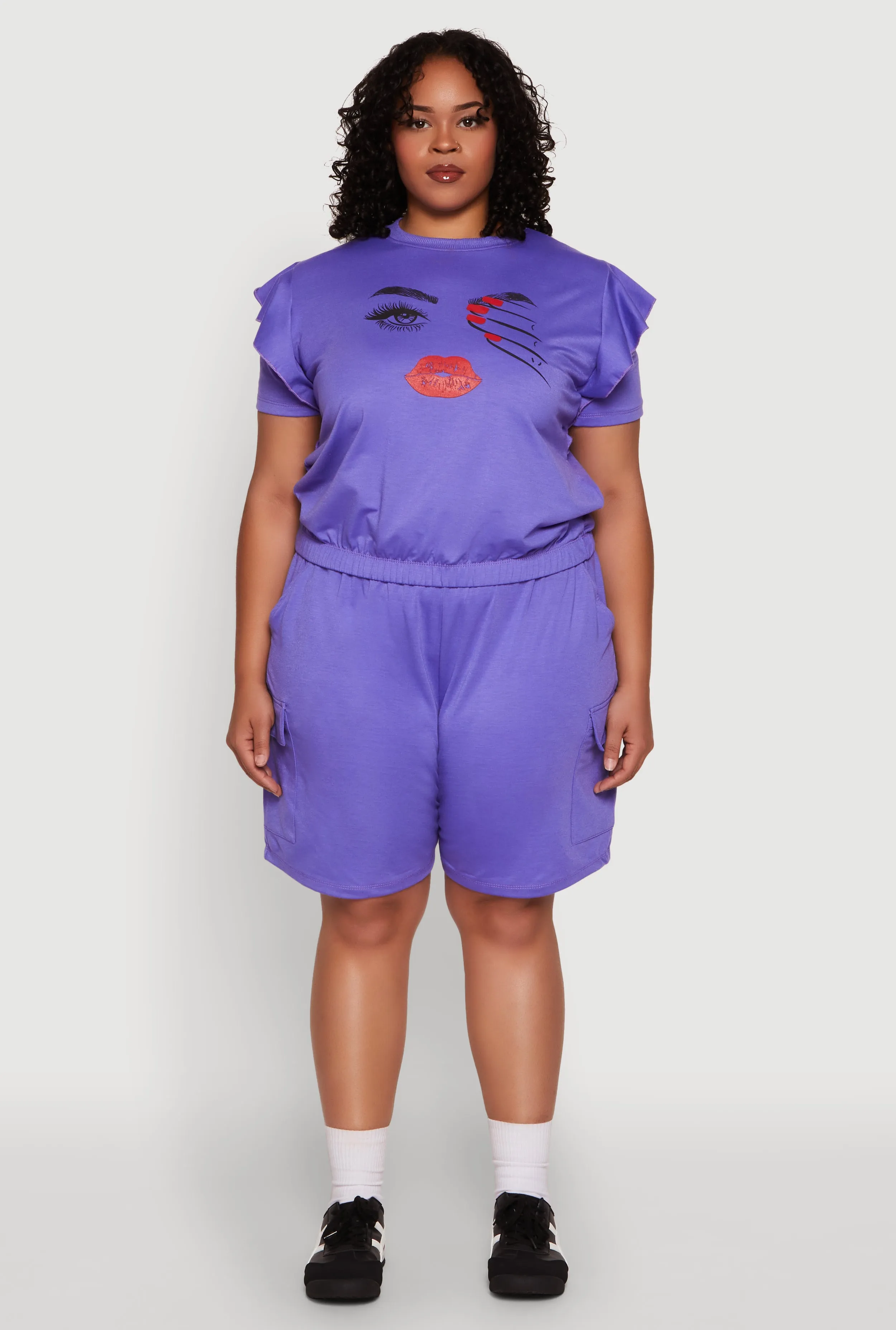 Plus Size Drawstring Cargo Sweatshorts sold by Rainbow product image thumbnail 2